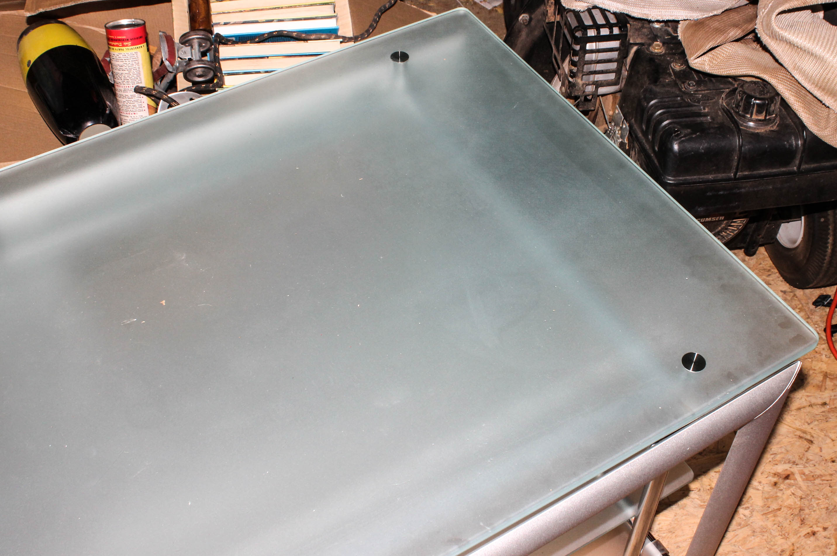 Glass and Silver Tone Entertainment Stand by Maxim Magazine