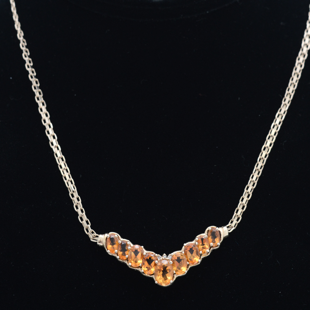 14K Yellow Gold Citrine Necklace