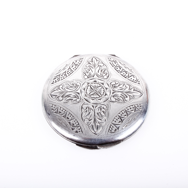 Vintage Etched Sterling Silver Compact