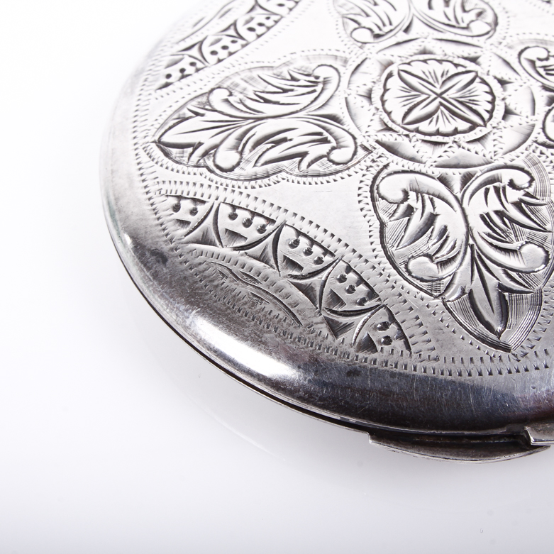 Vintage Etched Sterling Silver Compact