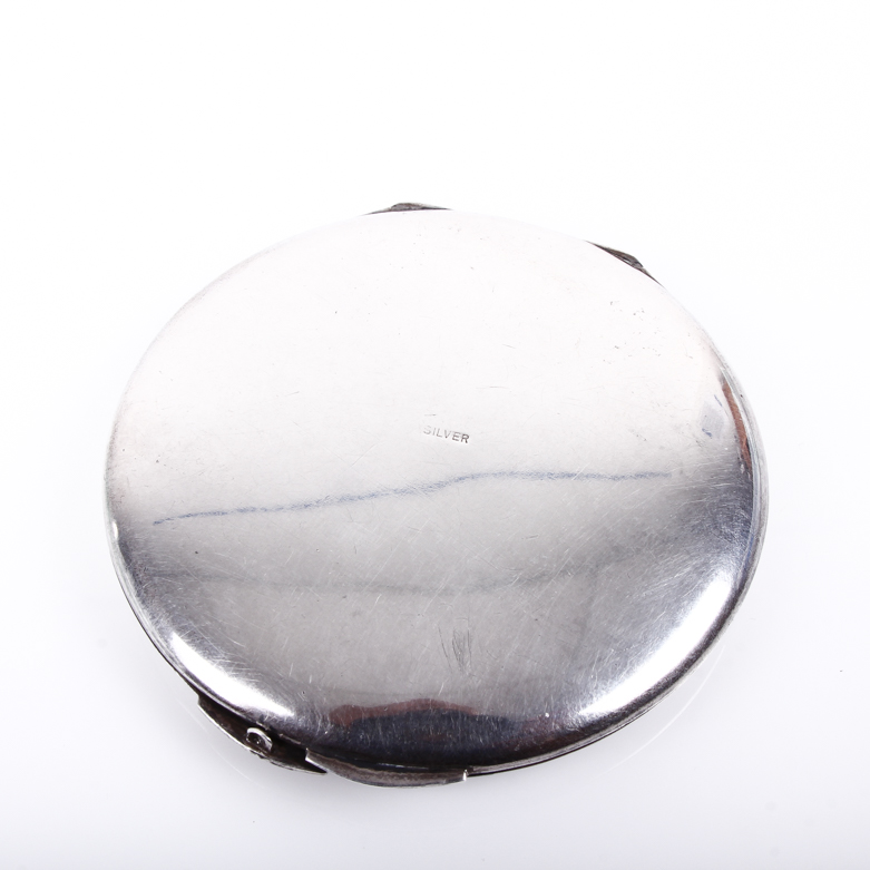 Vintage Etched Sterling Silver Compact