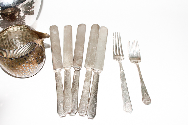 Collection of Hammered Silver-Plated Items and More