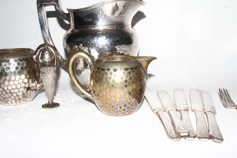 Collection of Hammered Silver-Plated Items and More