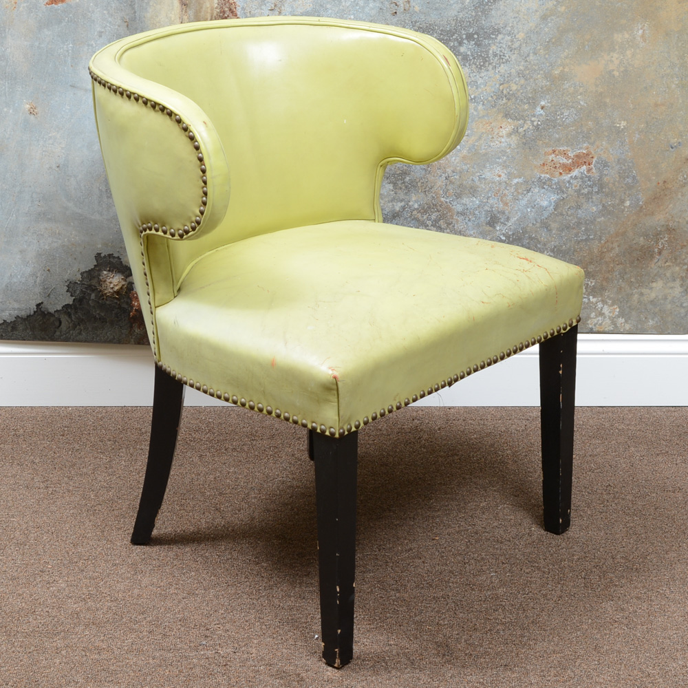 Mid Century Modern Green Leather Chairs