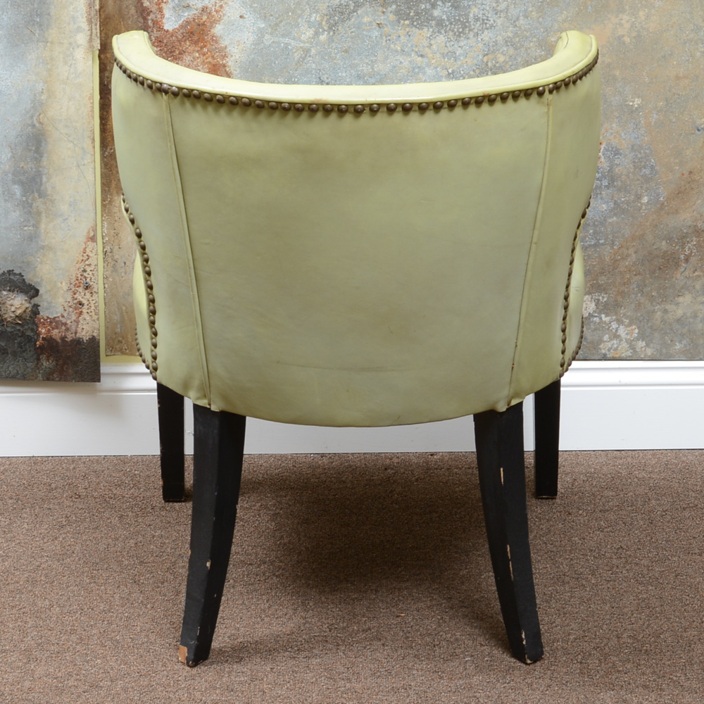 Mid Century Modern Green Leather Chairs