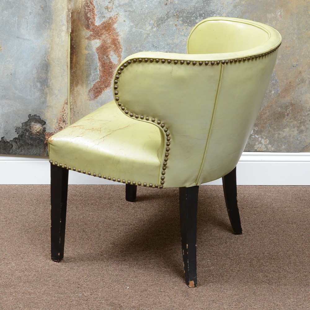 Mid Century Modern Green Leather Chairs