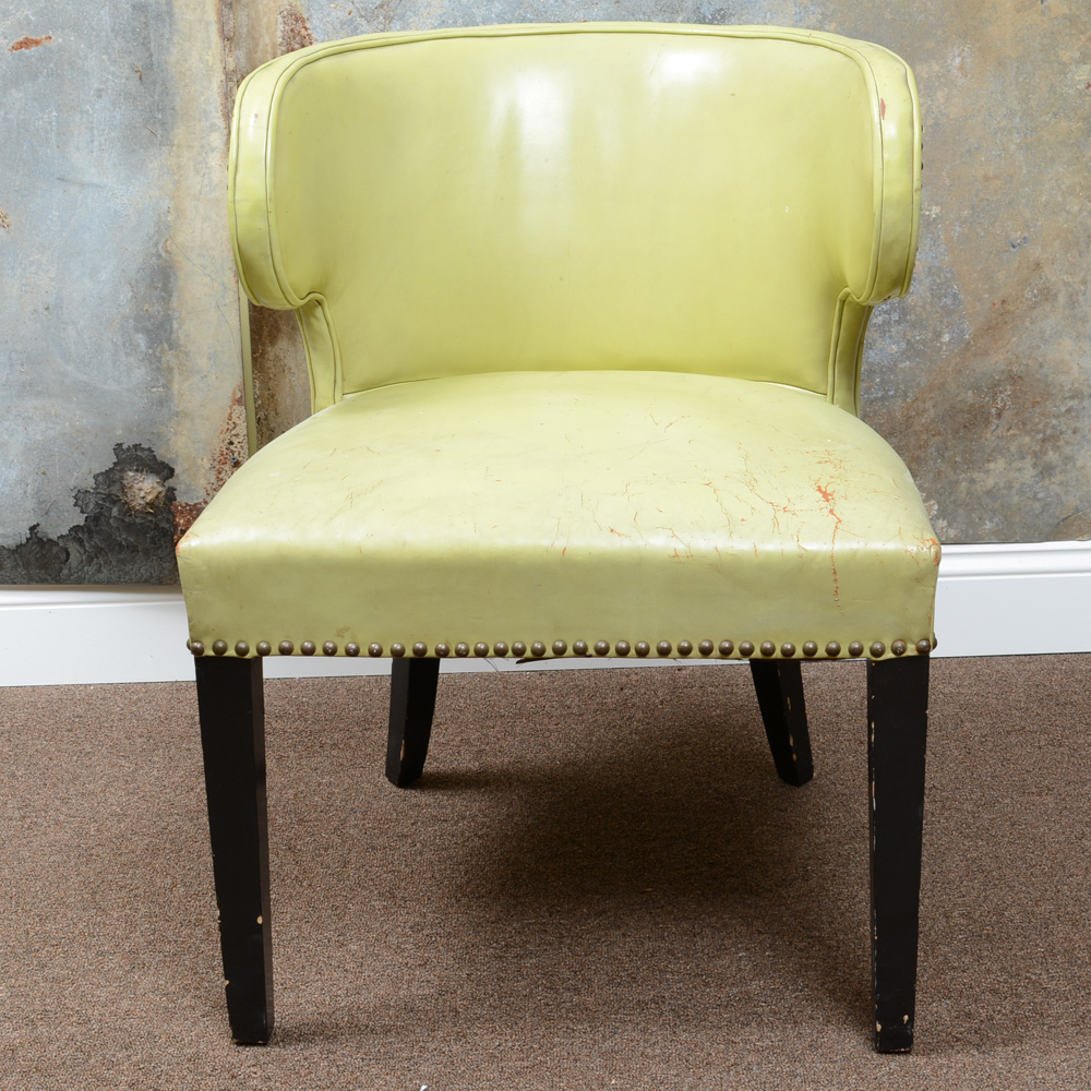 Mid Century Modern Green Leather Chairs