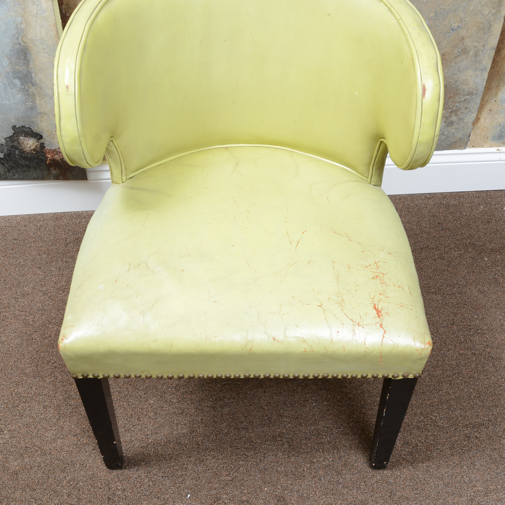 Mid Century Modern Green Leather Chairs