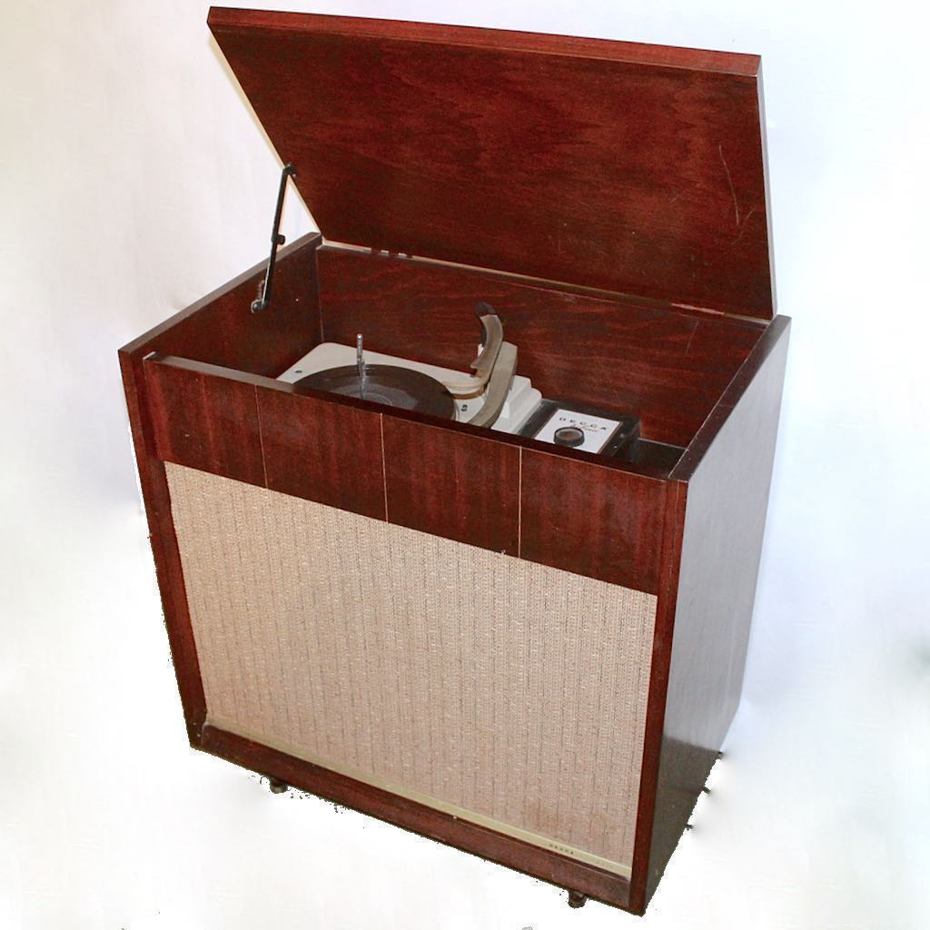 Vintage Decca Hi-Fonic Record Player Console in Wood Cabinet