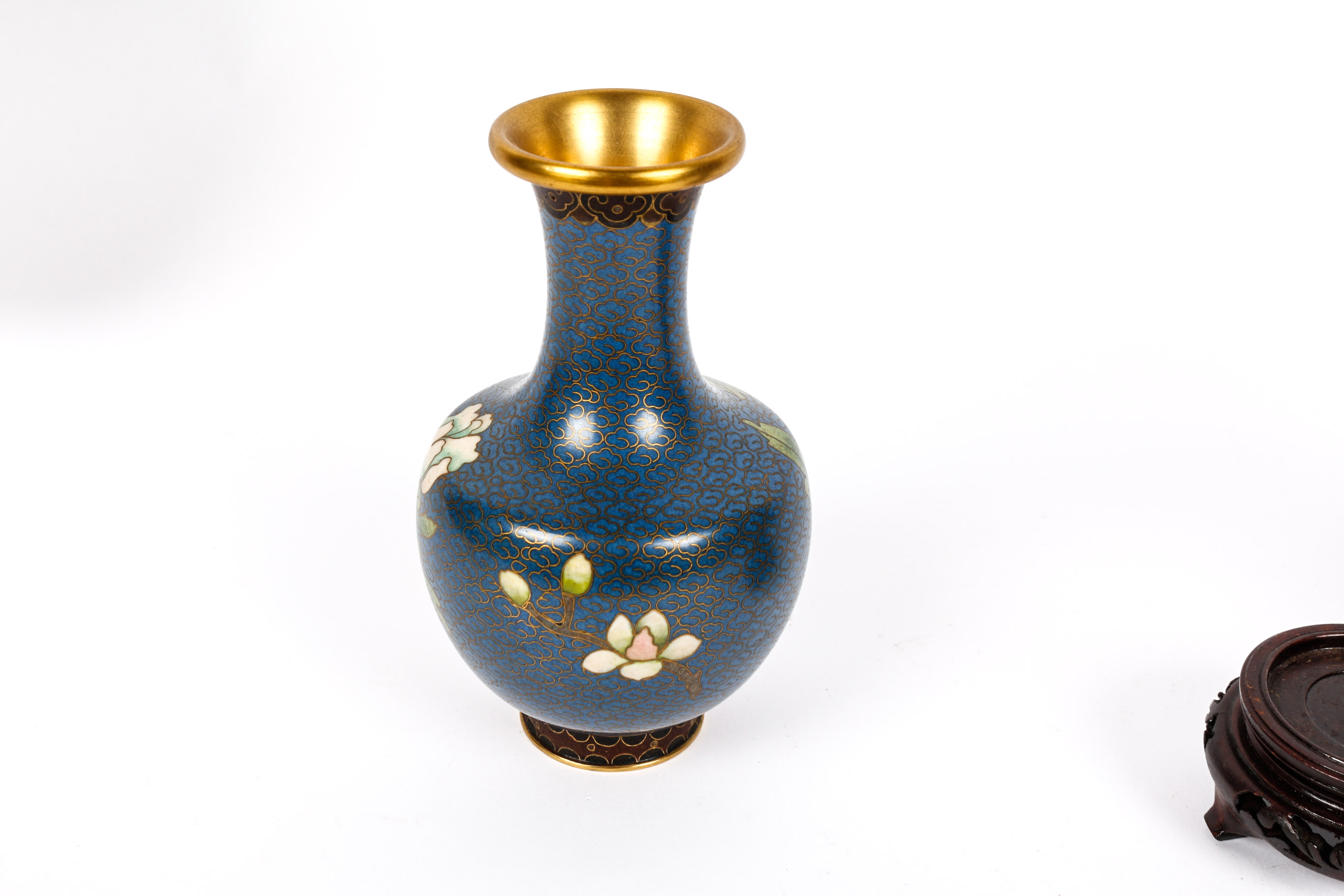 Pair of Chinese Blue Cloisonné Vases
