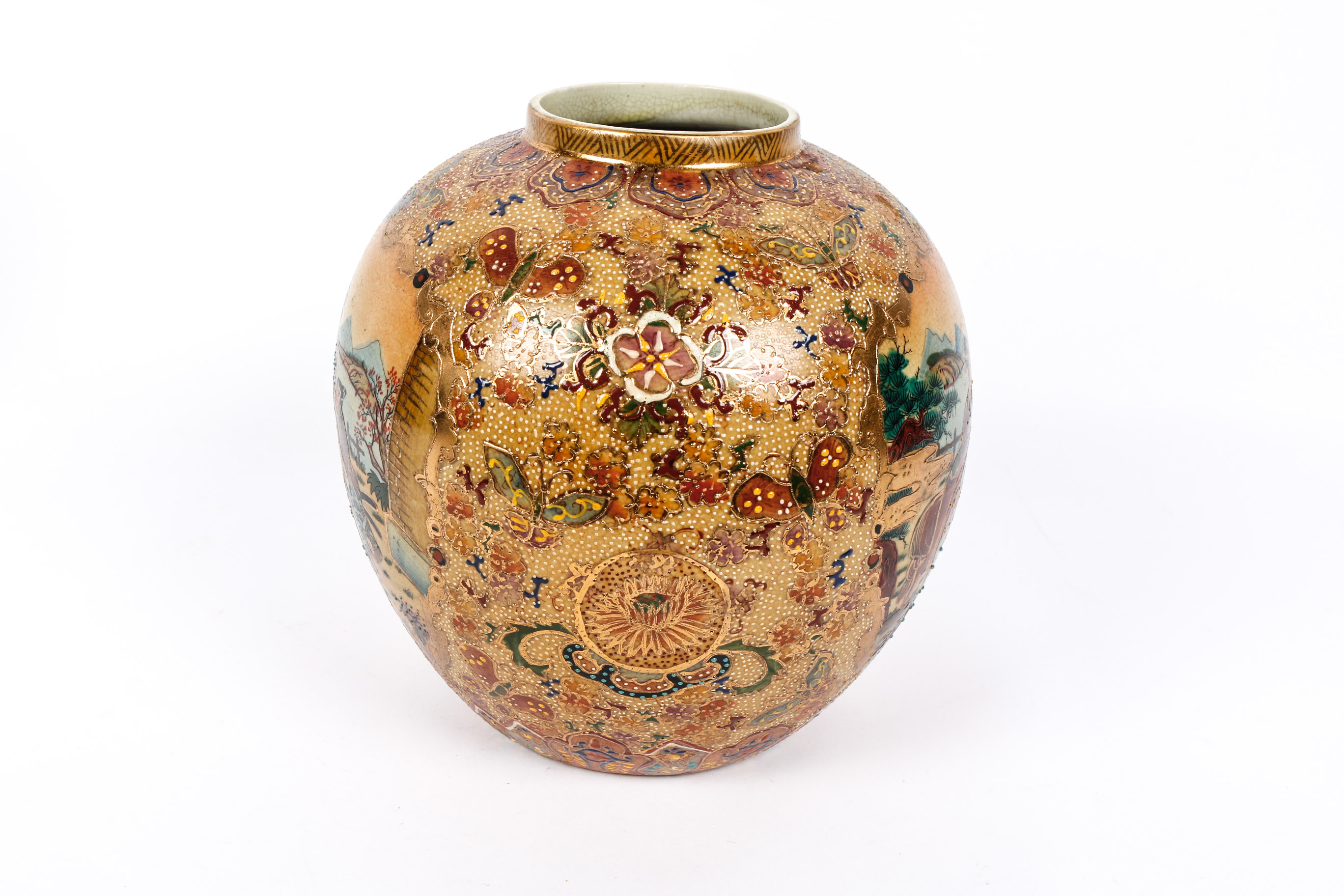 Chinese Hand Painted Satsuma Style Vase