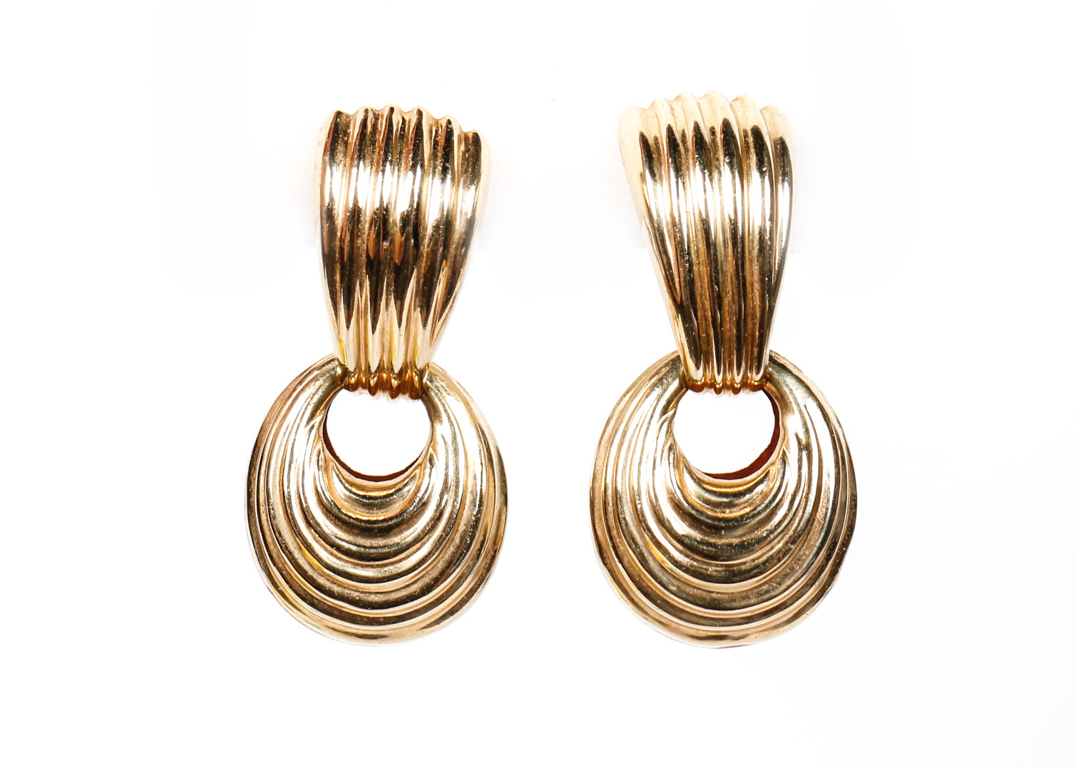 14K Yellow Gold Door Knocker Earrings