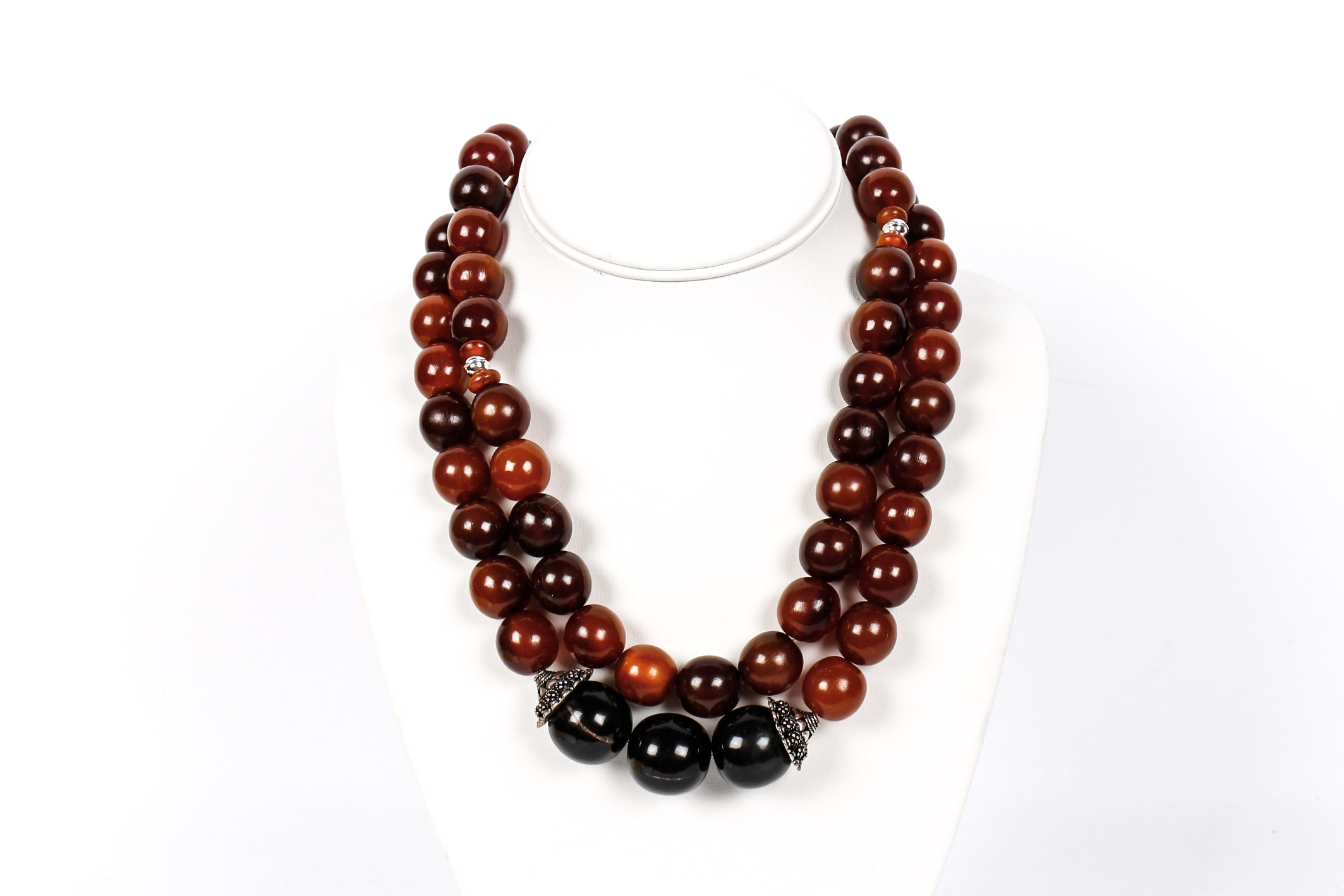 Pair of Sterling Silver Horn Bone Necklaces