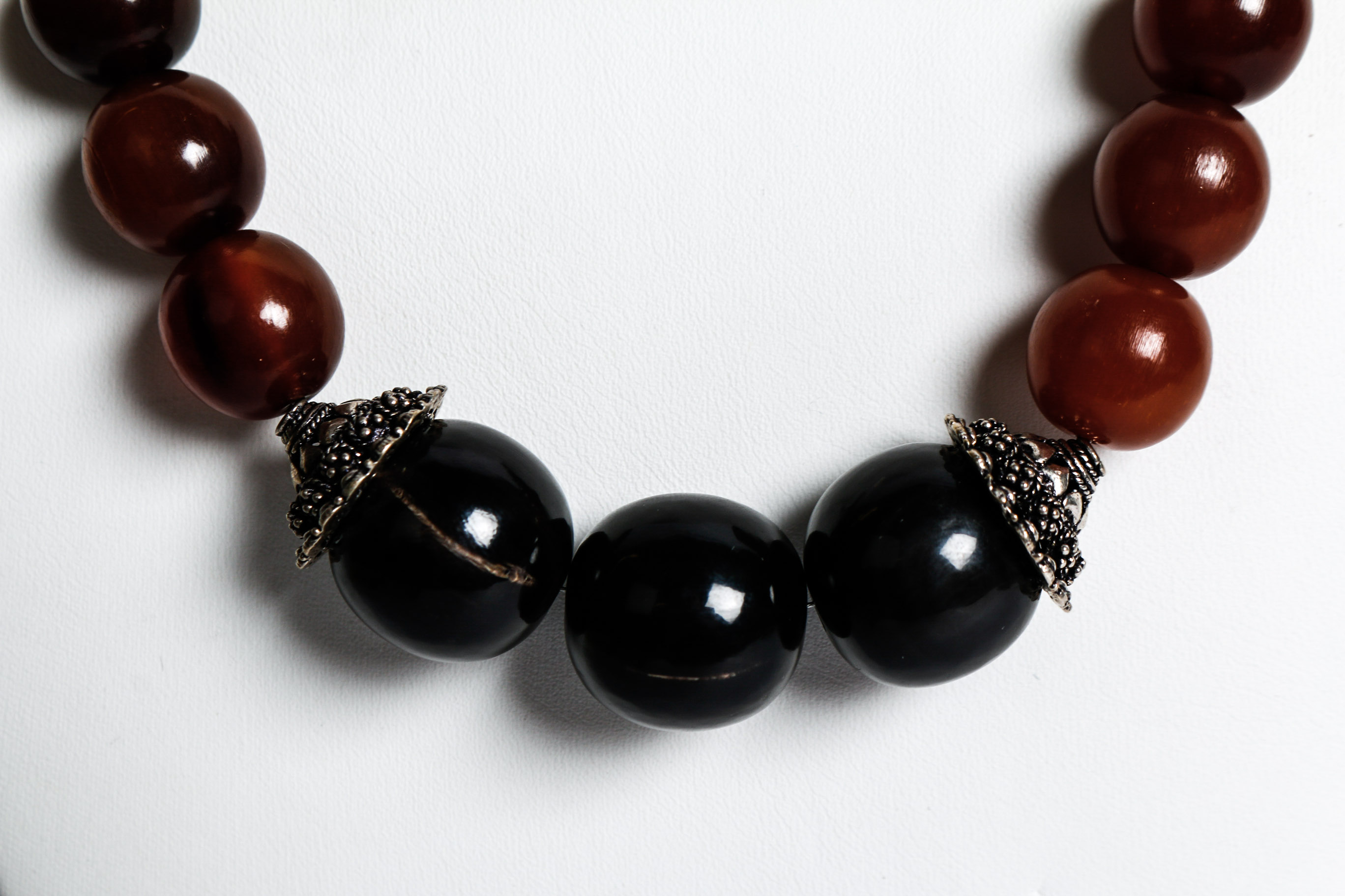 Pair of Sterling Silver Horn Bone Necklaces