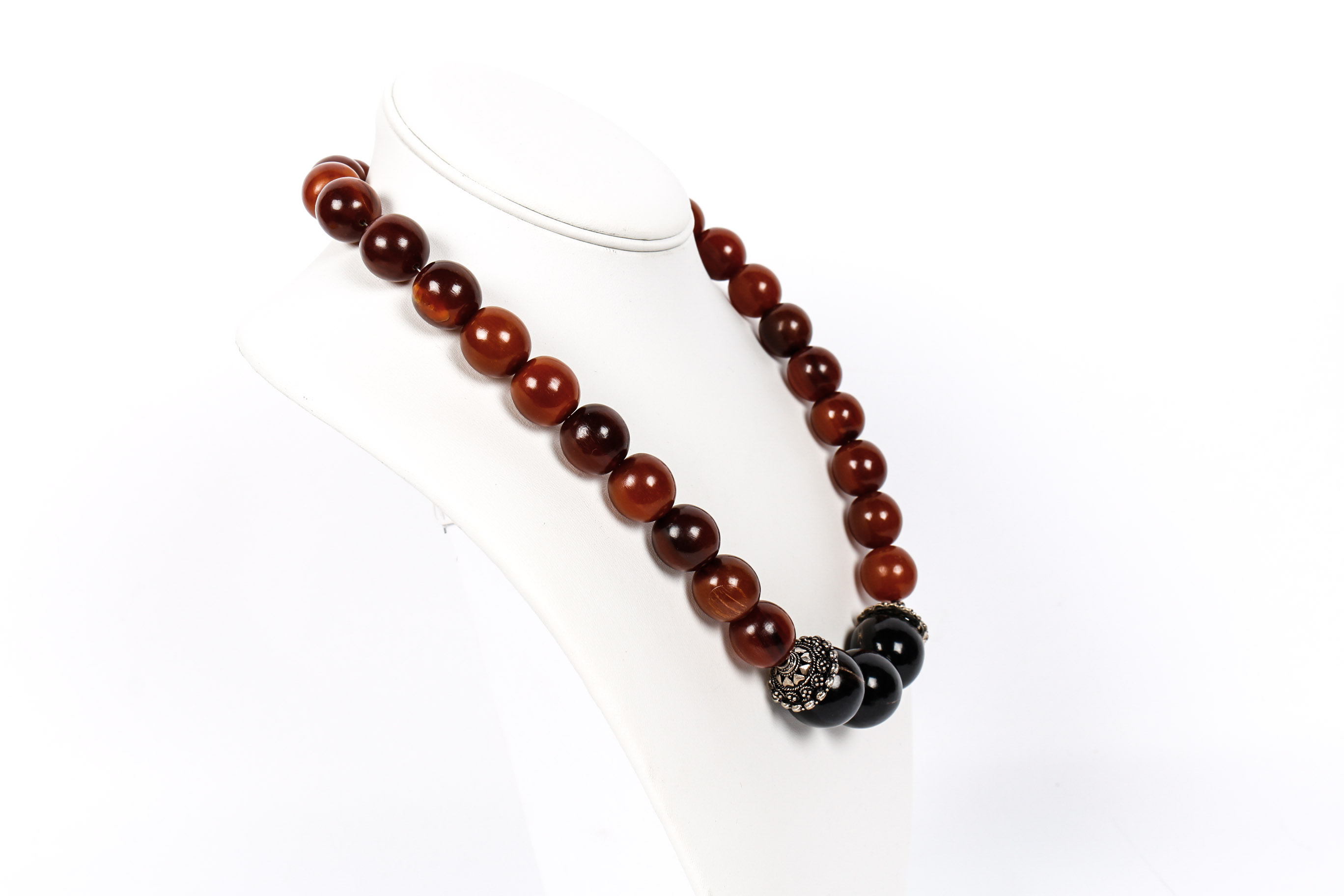 Pair of Sterling Silver Horn Bone Necklaces