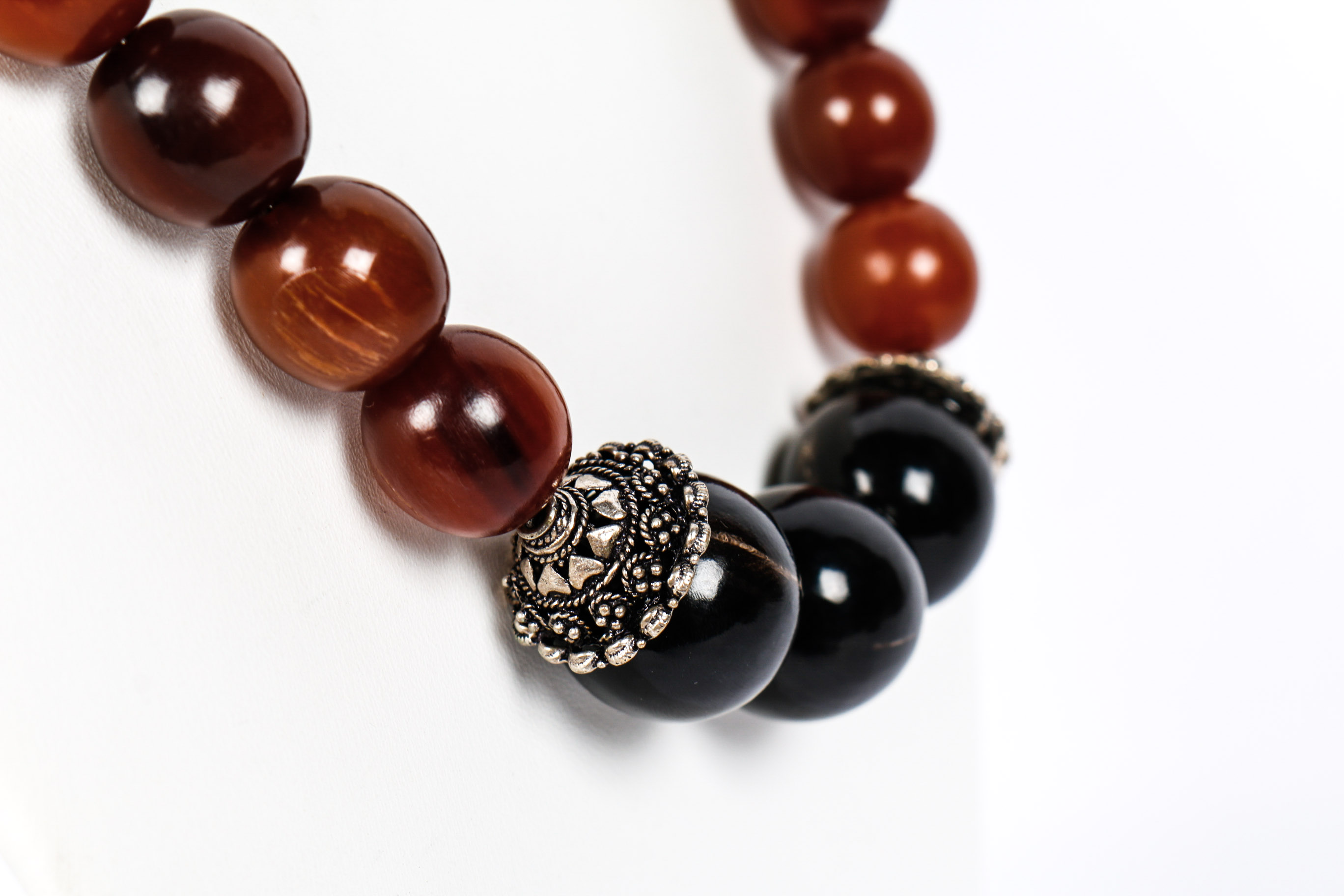 Pair of Sterling Silver Horn Bone Necklaces