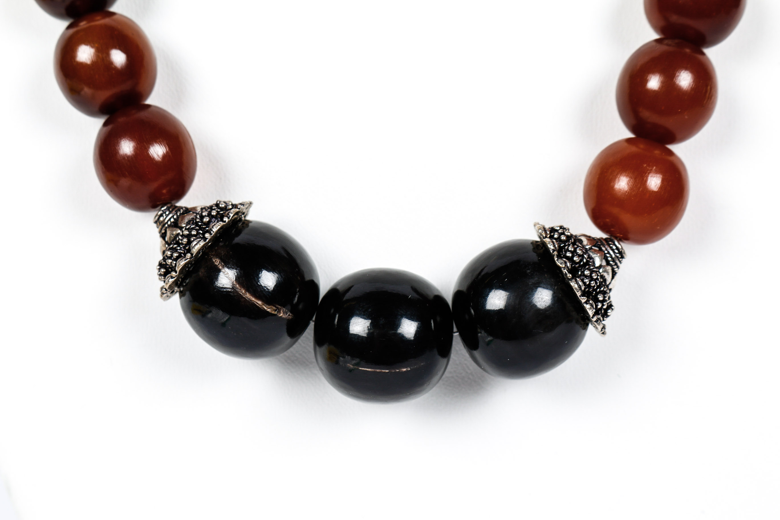 Pair of Sterling Silver Horn Bone Necklaces