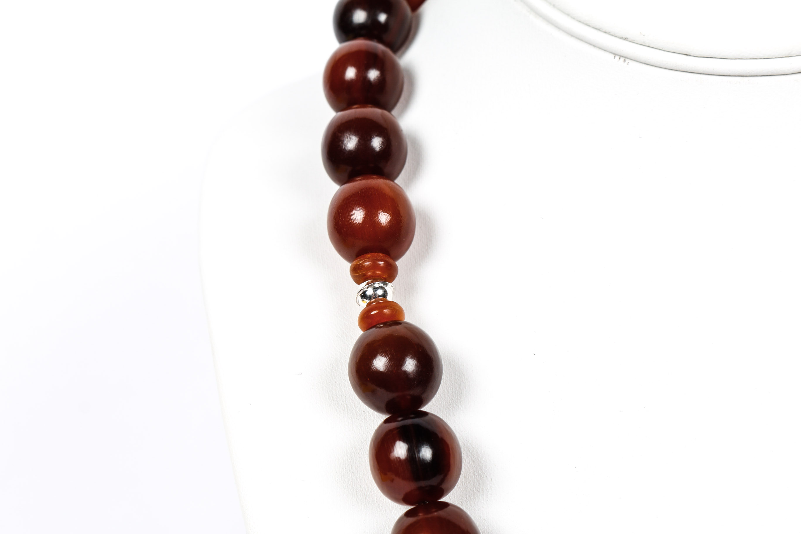 Pair of Sterling Silver Horn Bone Necklaces