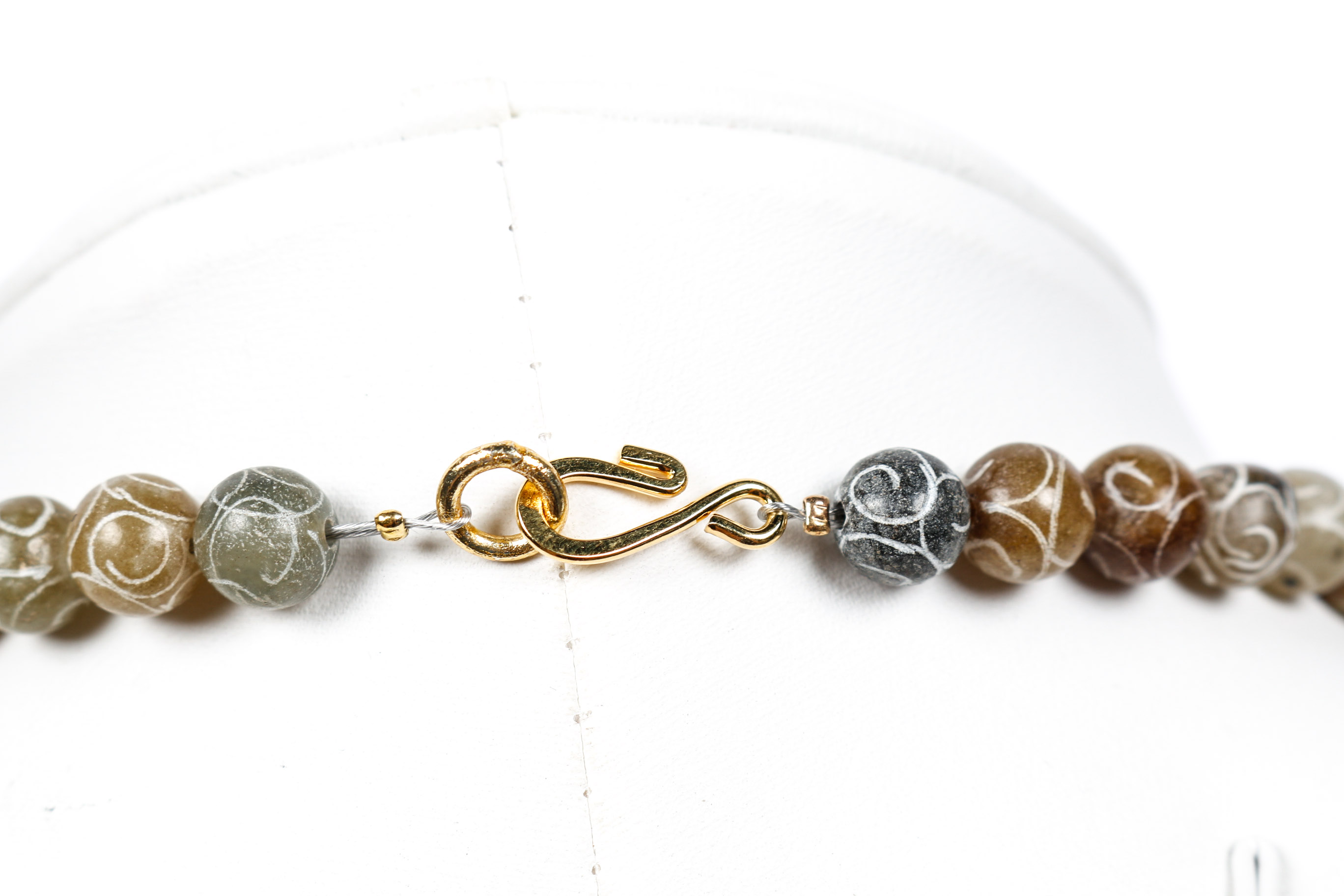 Pair of Carved Serpentine Beaded Necklaces