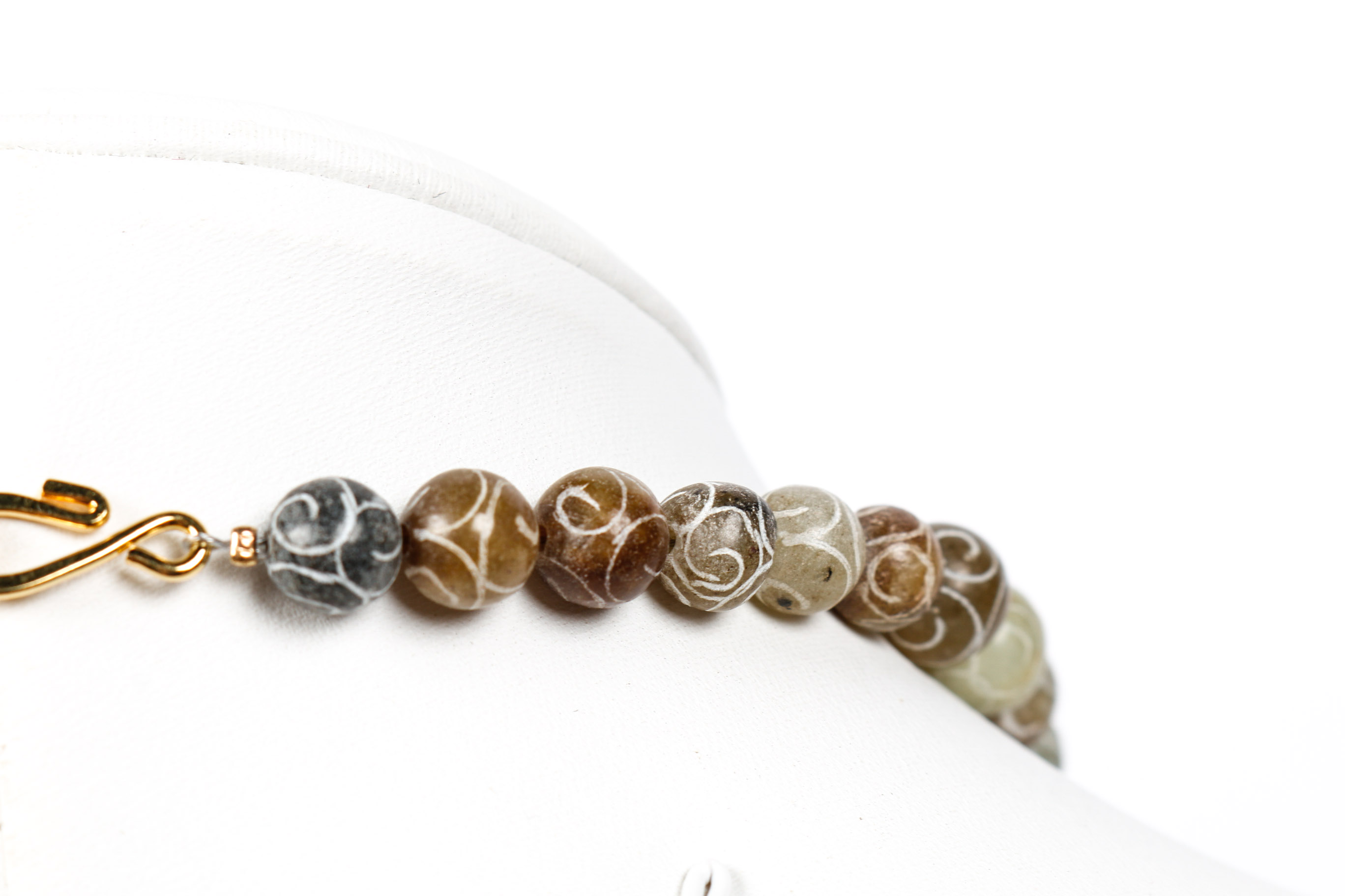 Pair of Carved Serpentine Beaded Necklaces