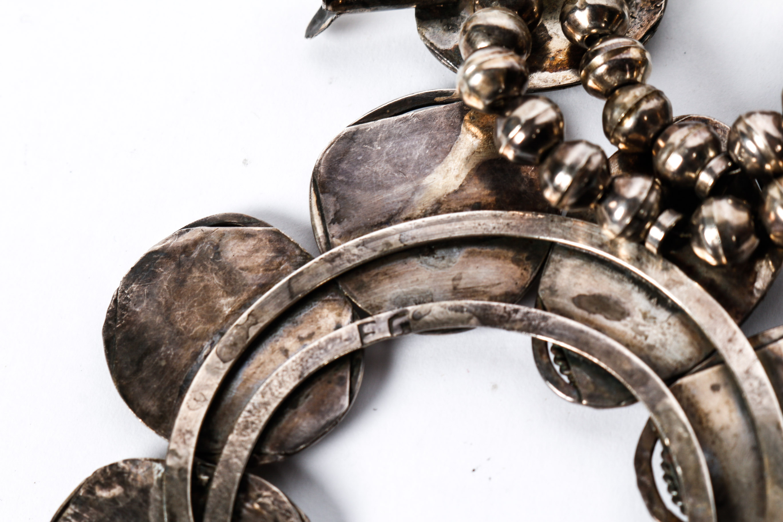 800 Silver Turquoise Squash Blossom Necklace