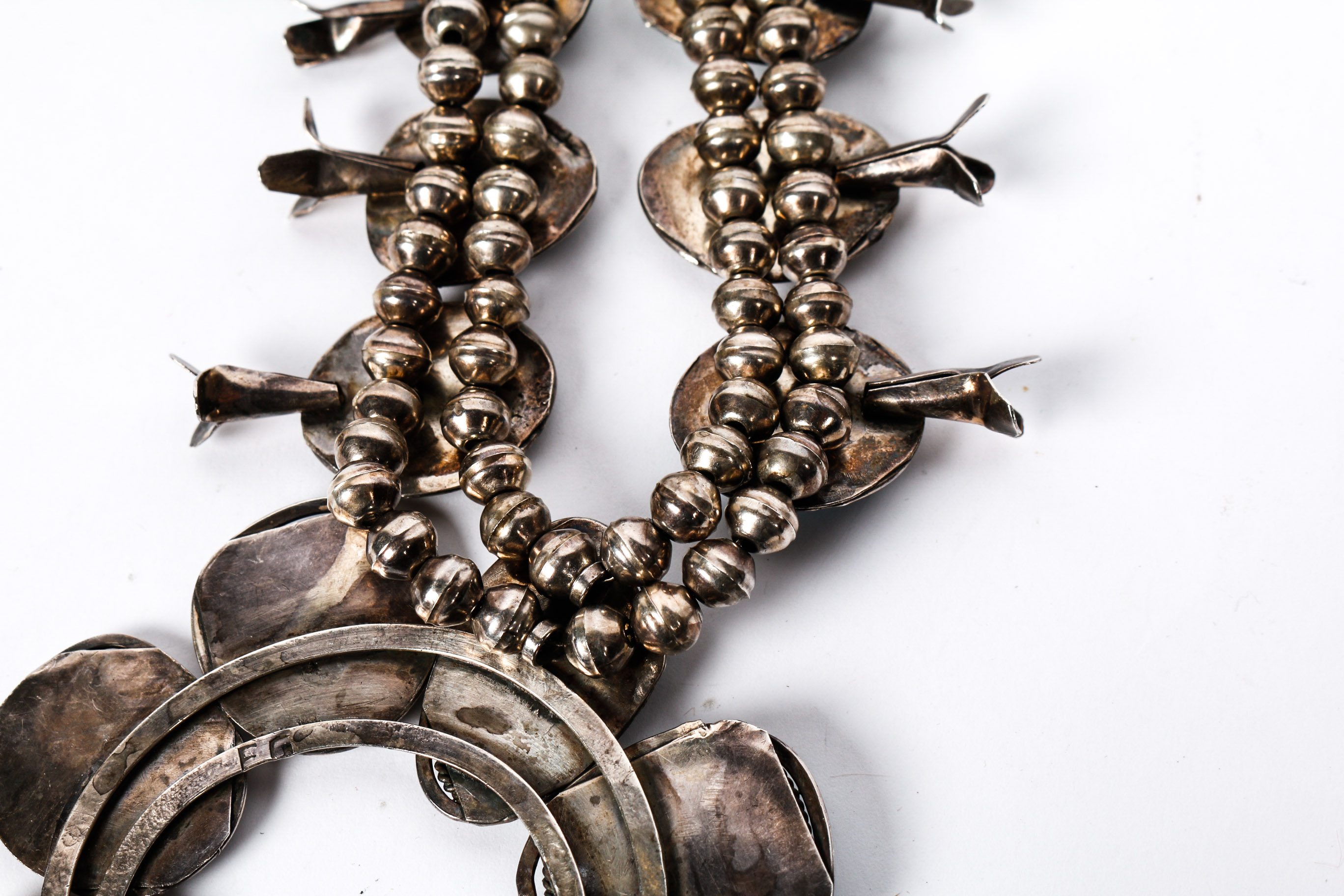 800 Silver Turquoise Squash Blossom Necklace