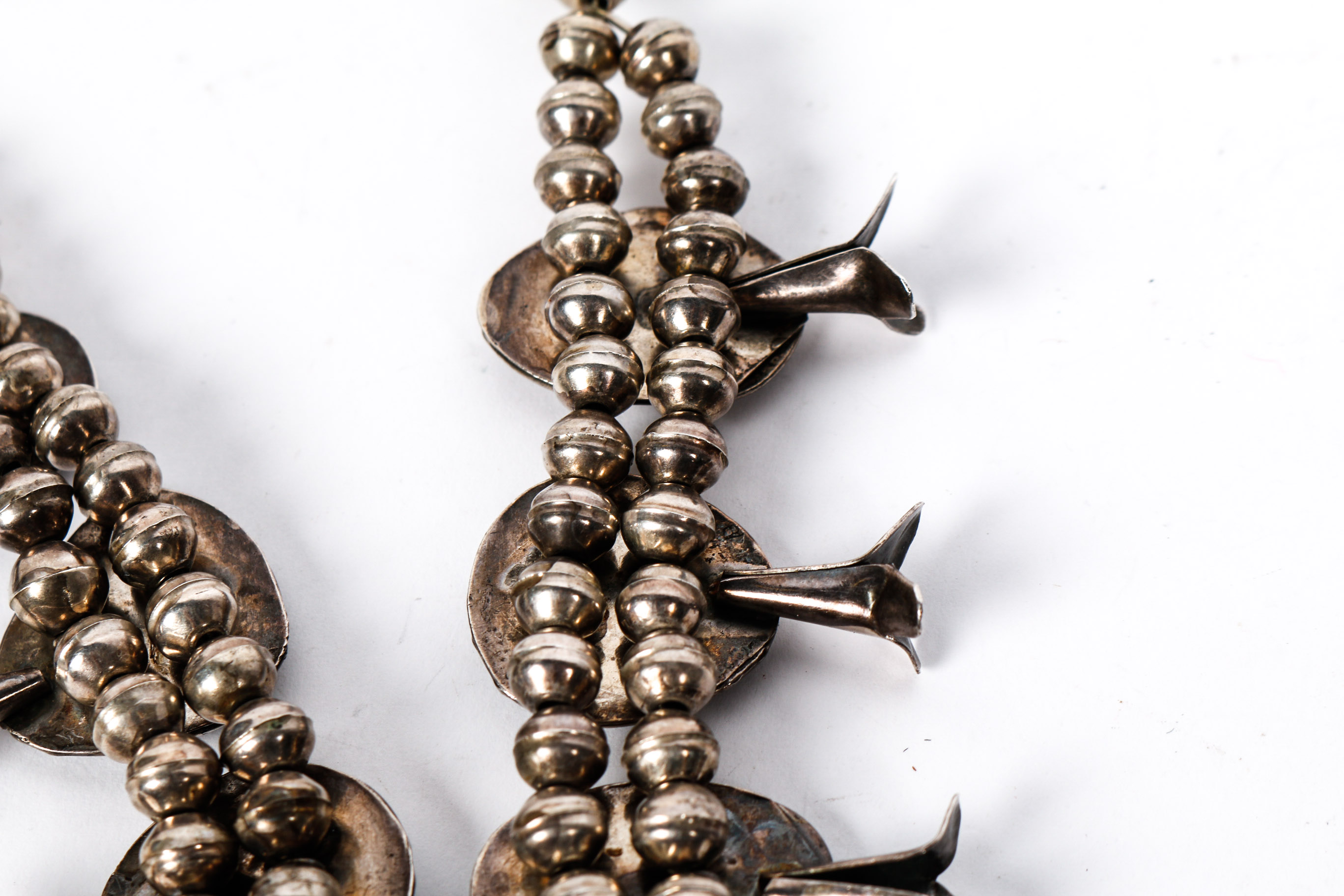 800 Silver Turquoise Squash Blossom Necklace