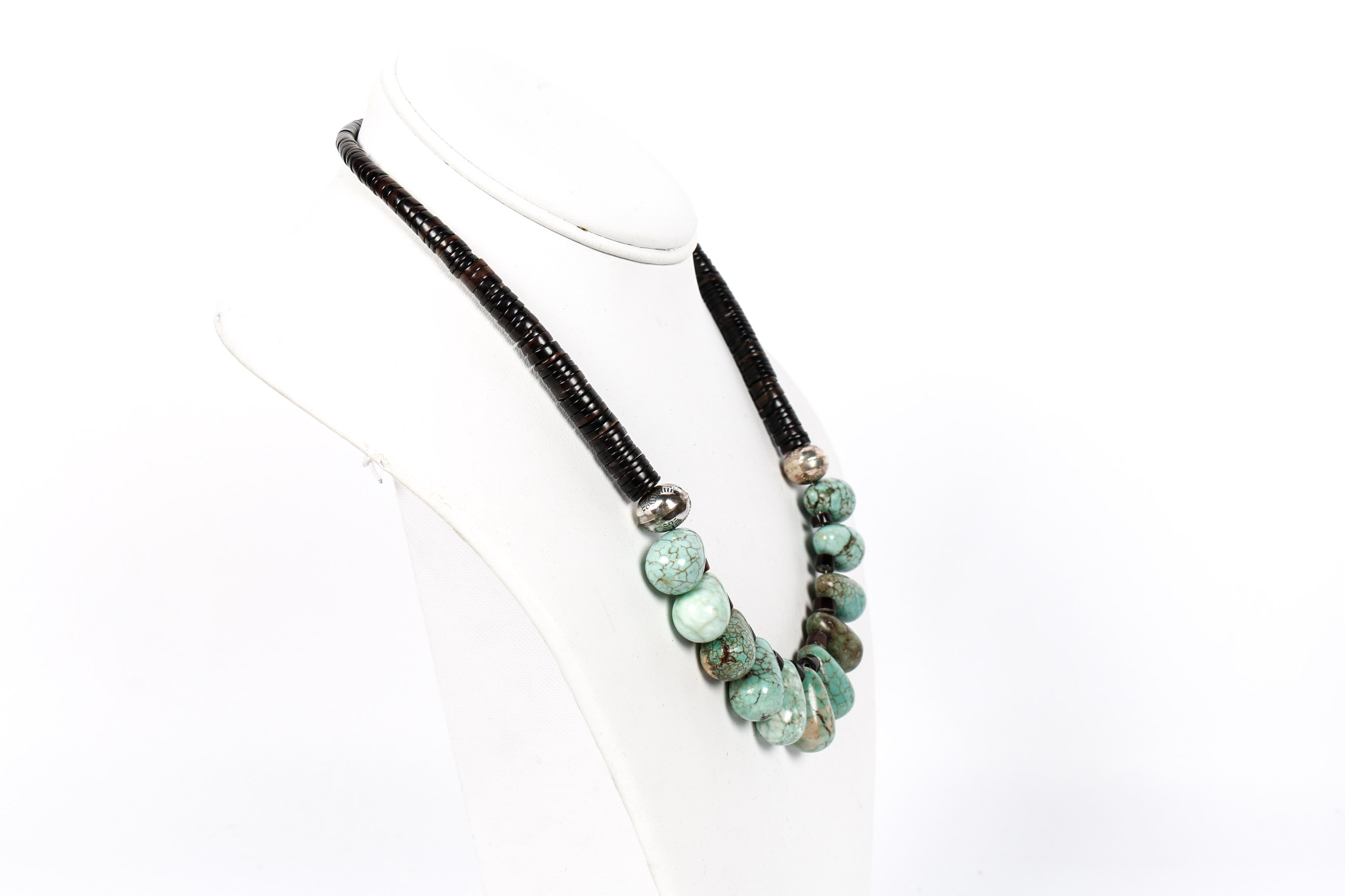 Pair of Large Sterling Silver and Turquoise Necklaces