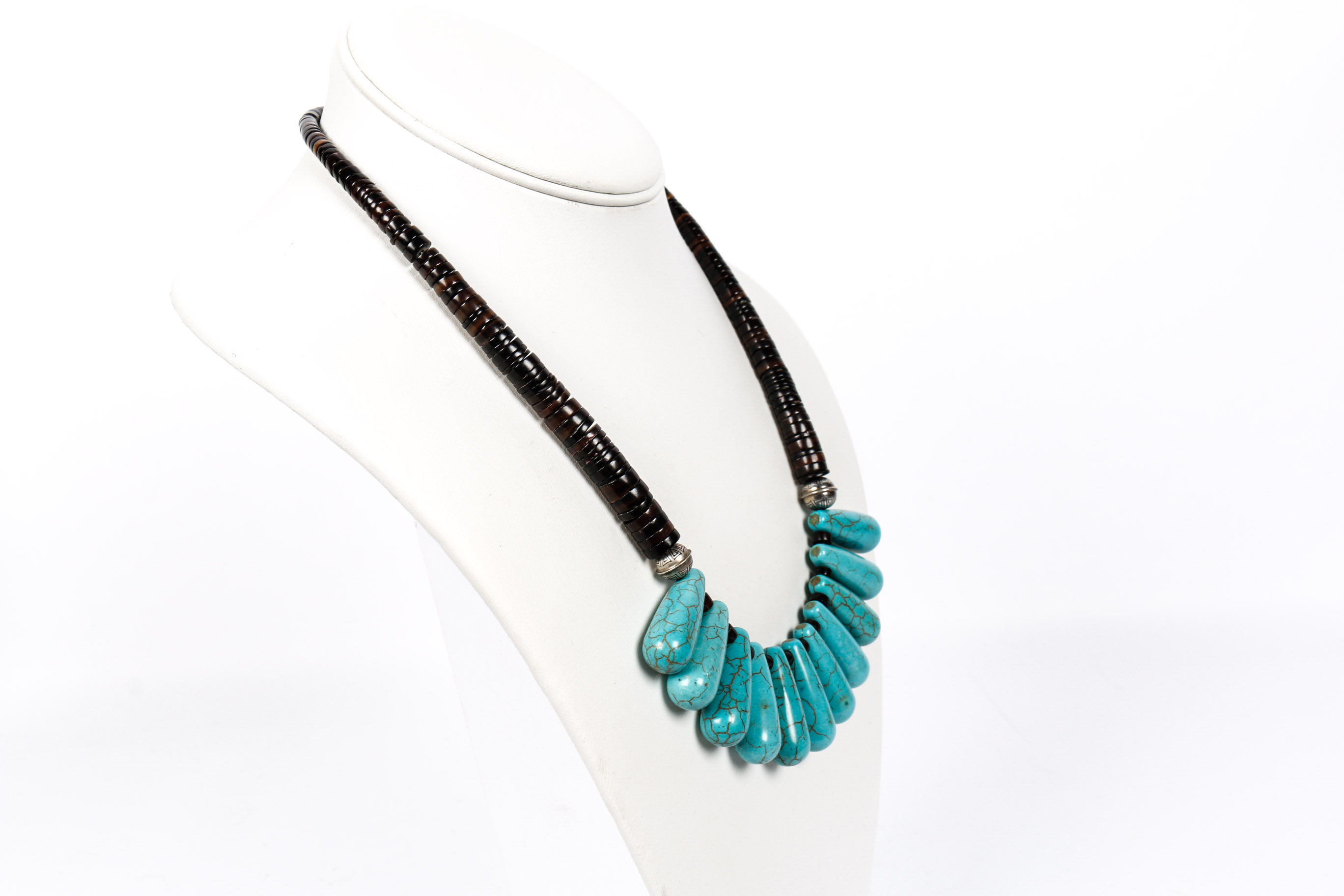 Pair of Large Sterling Silver and Turquoise Necklaces