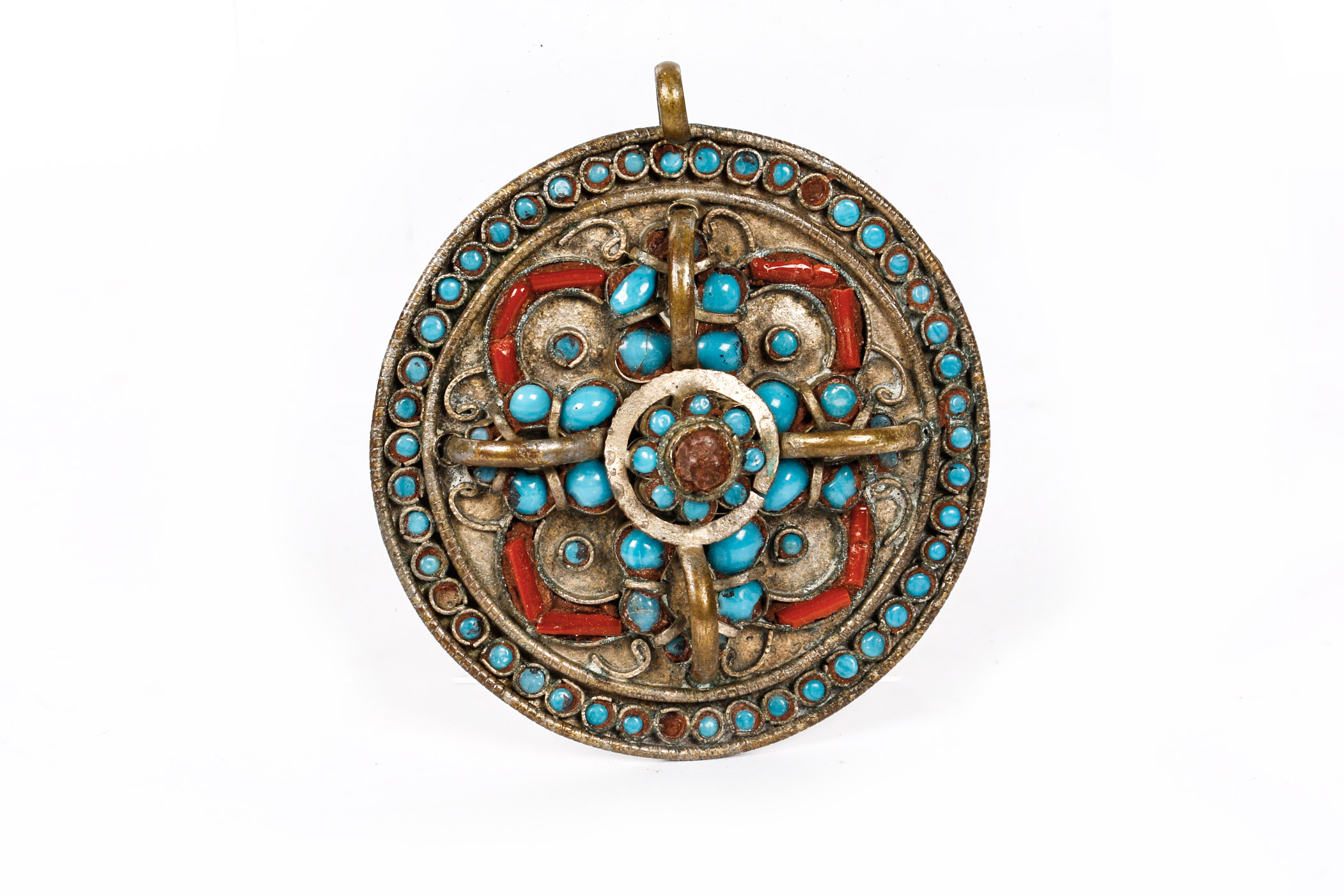 Rustic Rose Compass Medallion Pendant