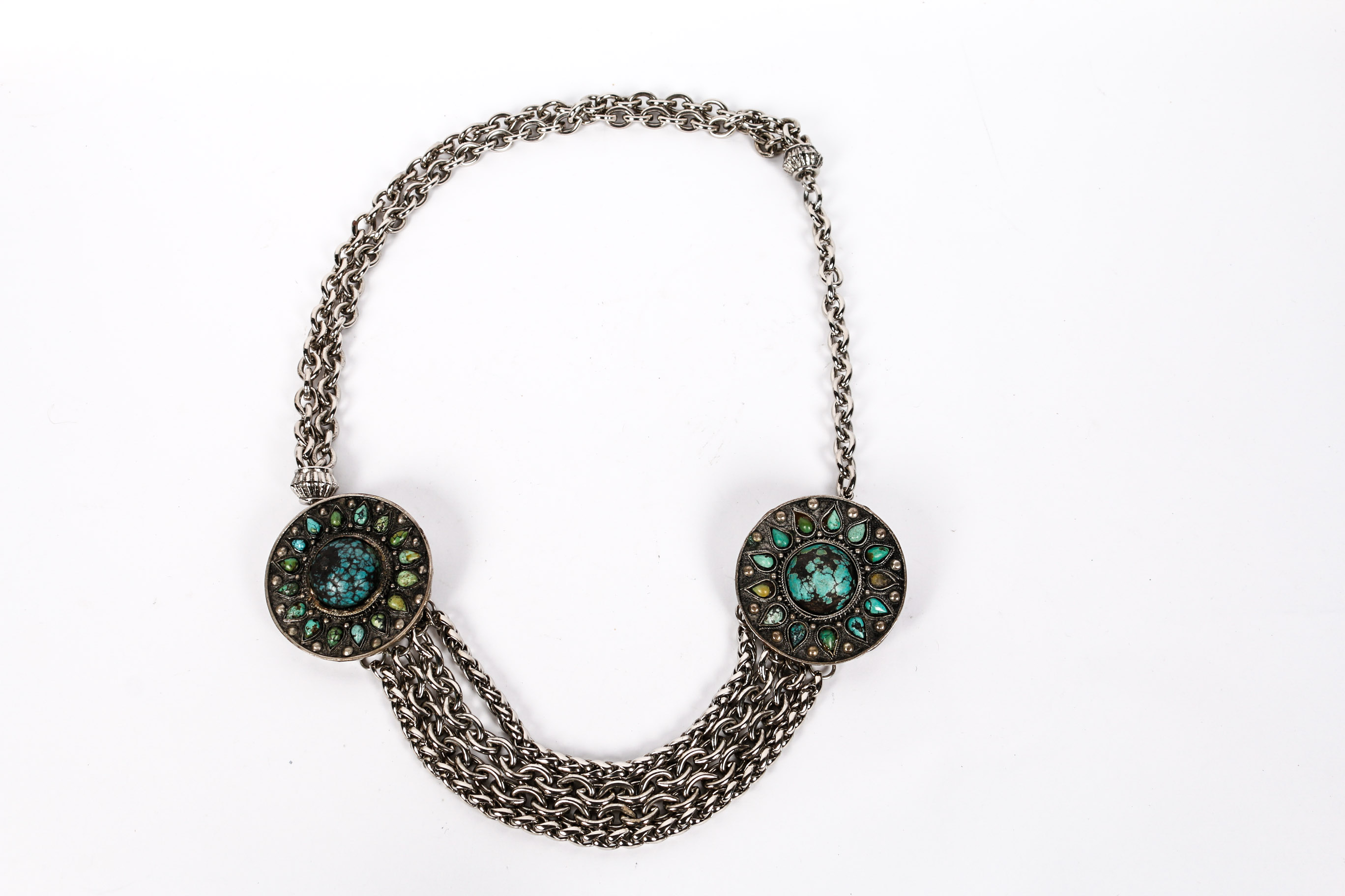 Vintage Heavy Silver Metal and Turquoise Belt