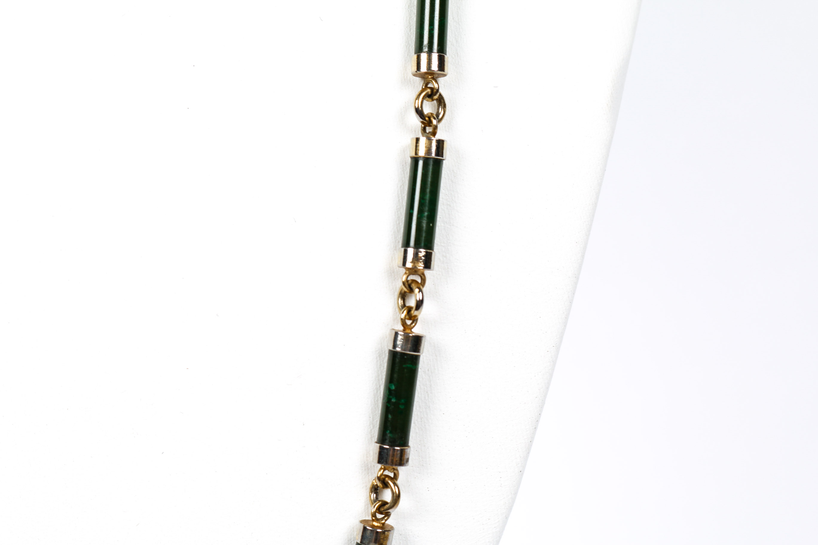 Gold Filled Carved Nephrite Jade Necklace