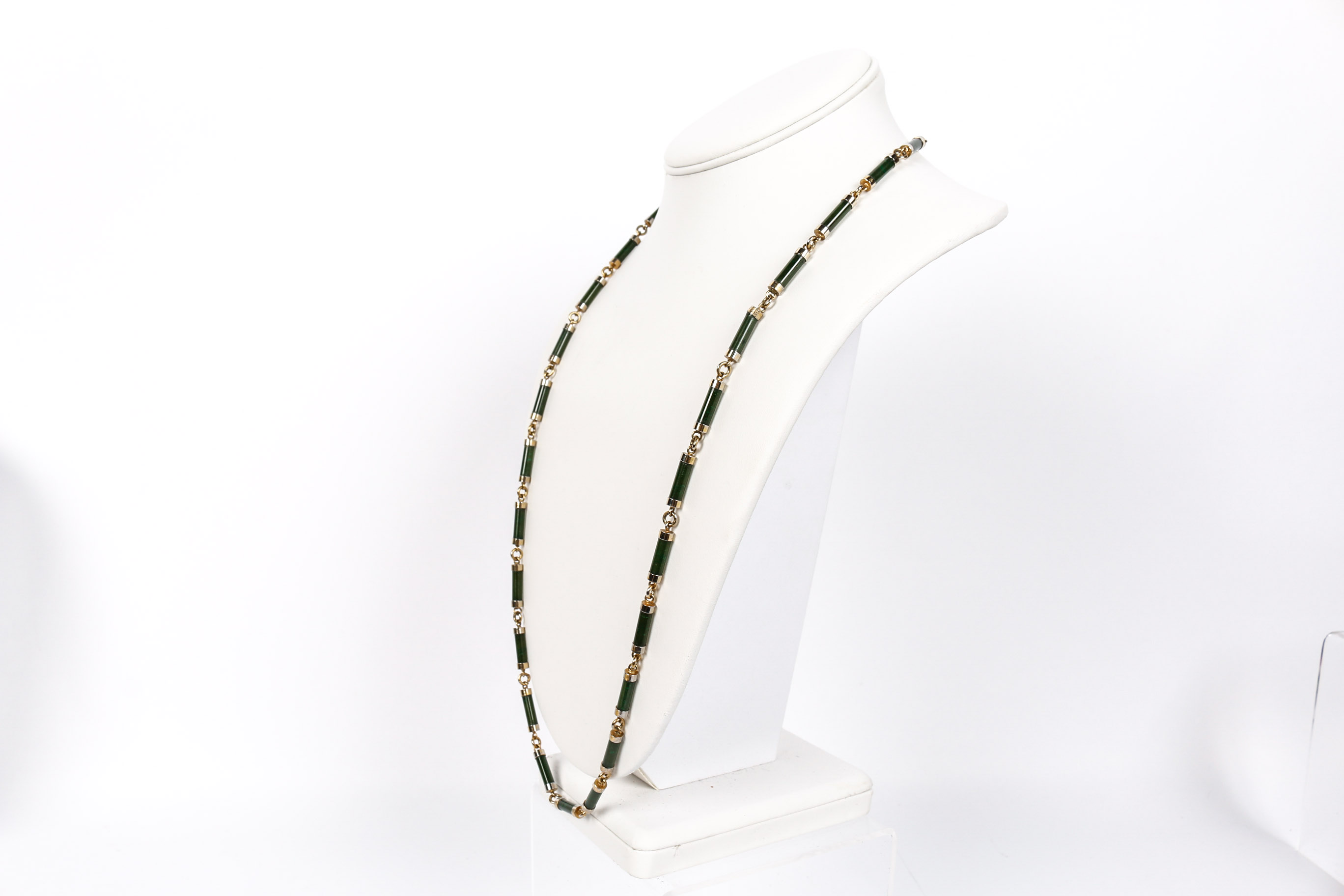 Gold Filled Carved Nephrite Jade Necklace