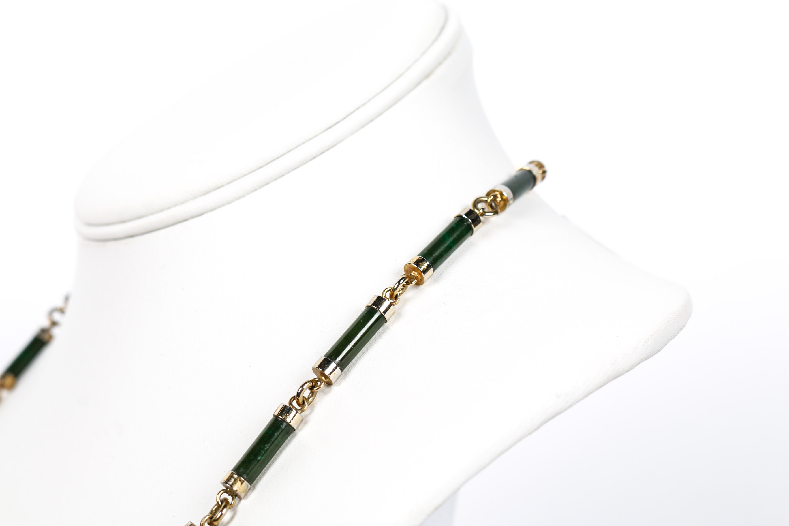 Gold Filled Carved Nephrite Jade Necklace