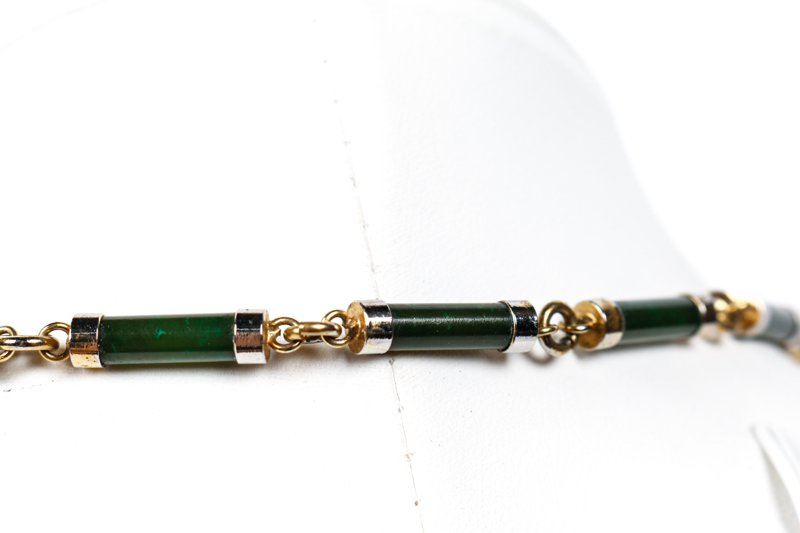 Gold Filled Carved Nephrite Jade Necklace