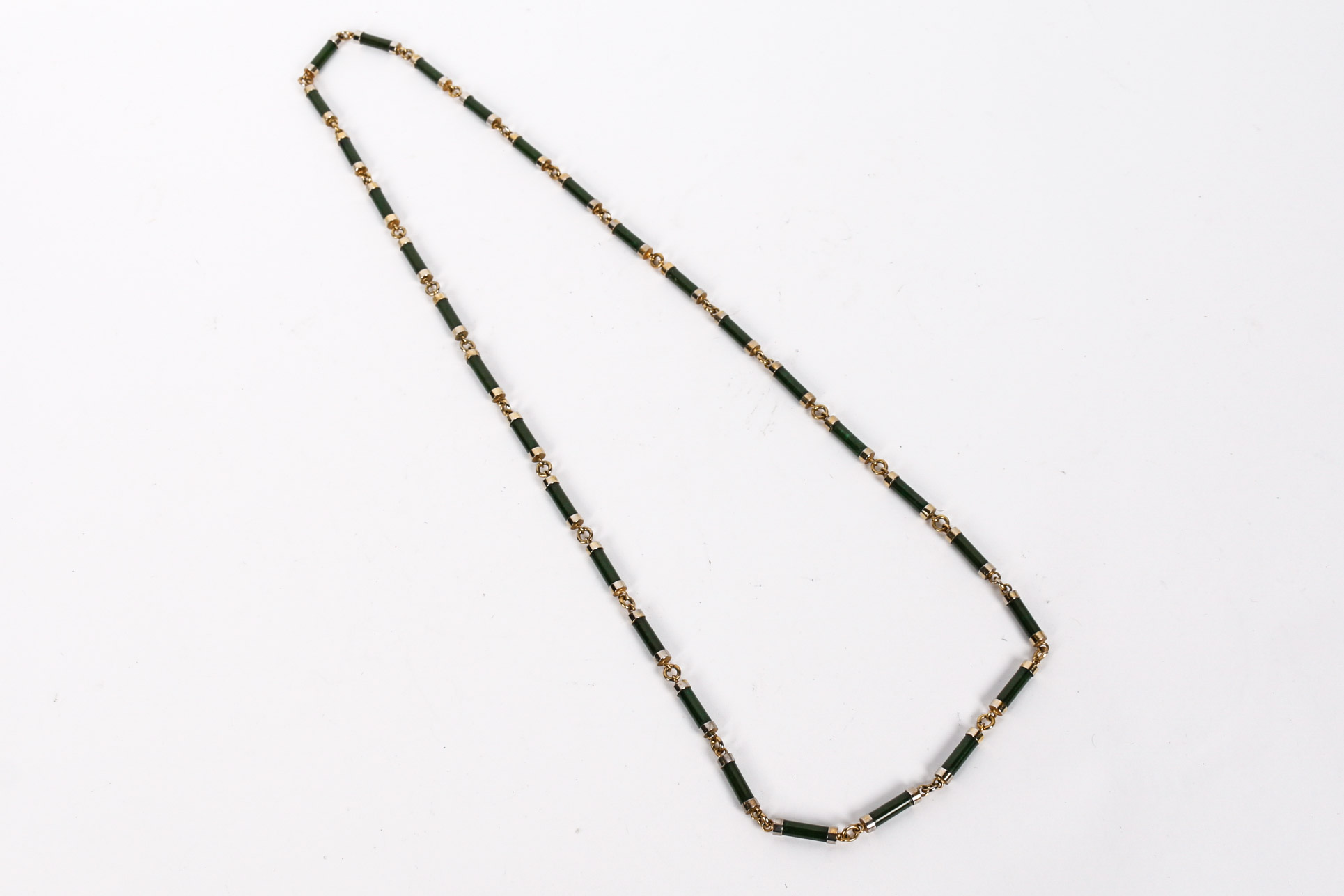 Gold Filled Carved Nephrite Jade Necklace