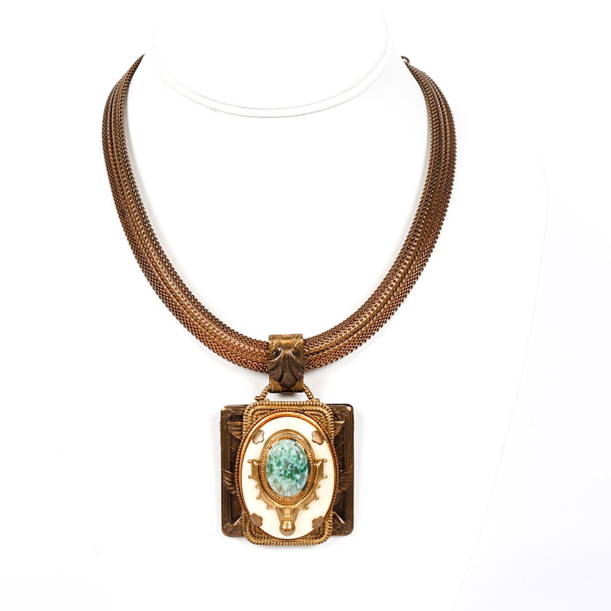 Vintage Egyptian Revival Necklace in The Style of Patrice Creations