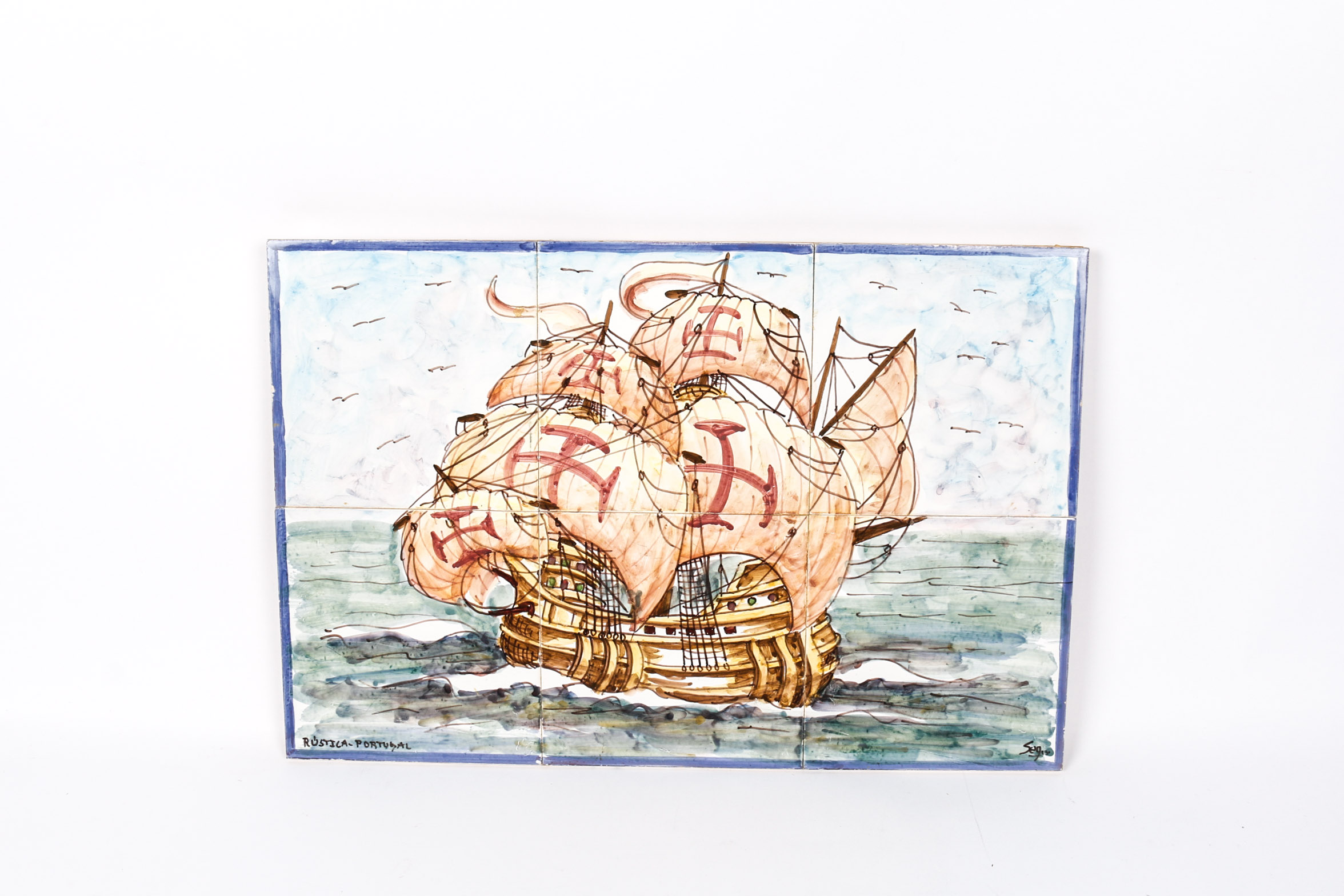 Signed Hand Painted Portuguese Tile Art