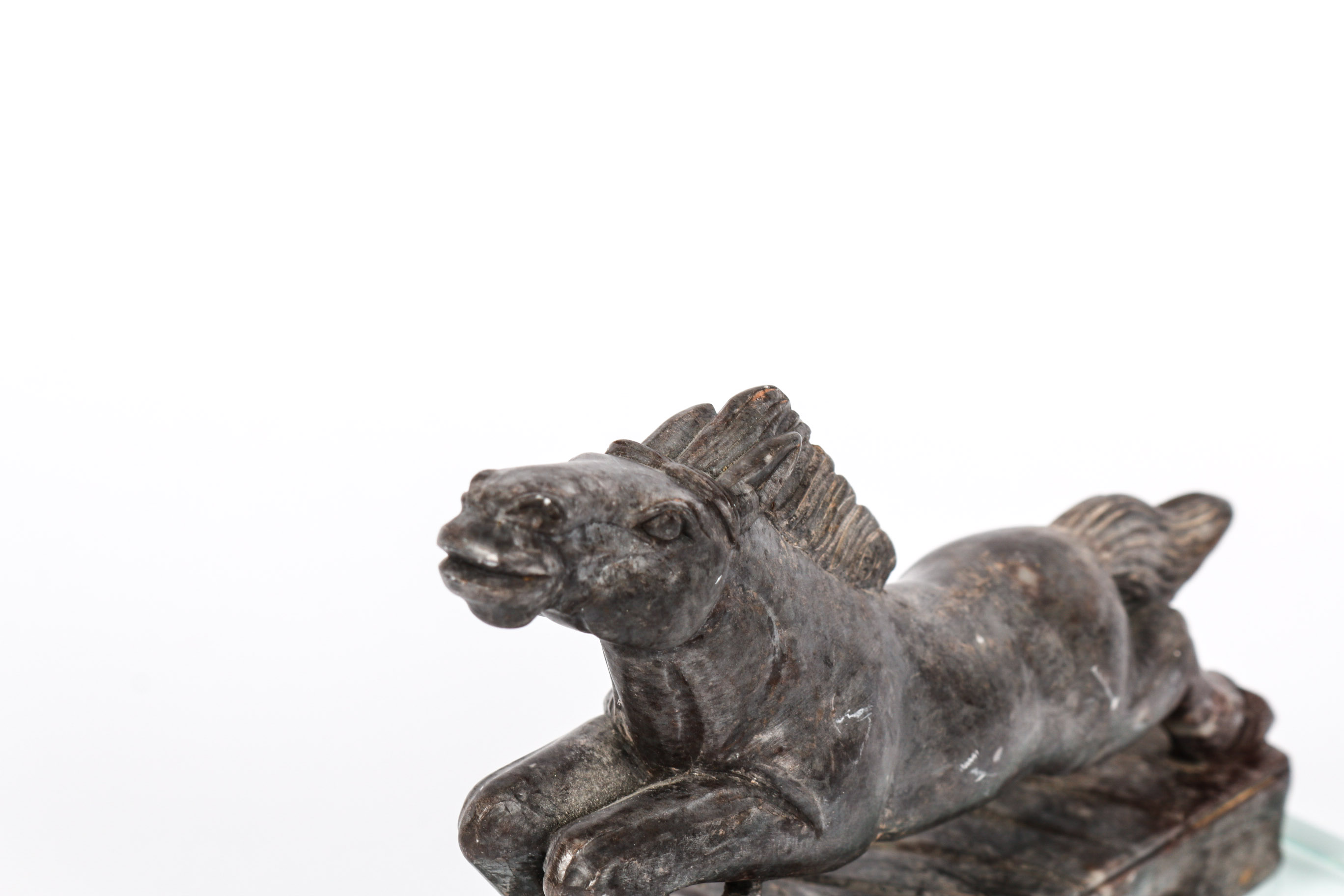 Chinese Horse Sculpture on Glass Block