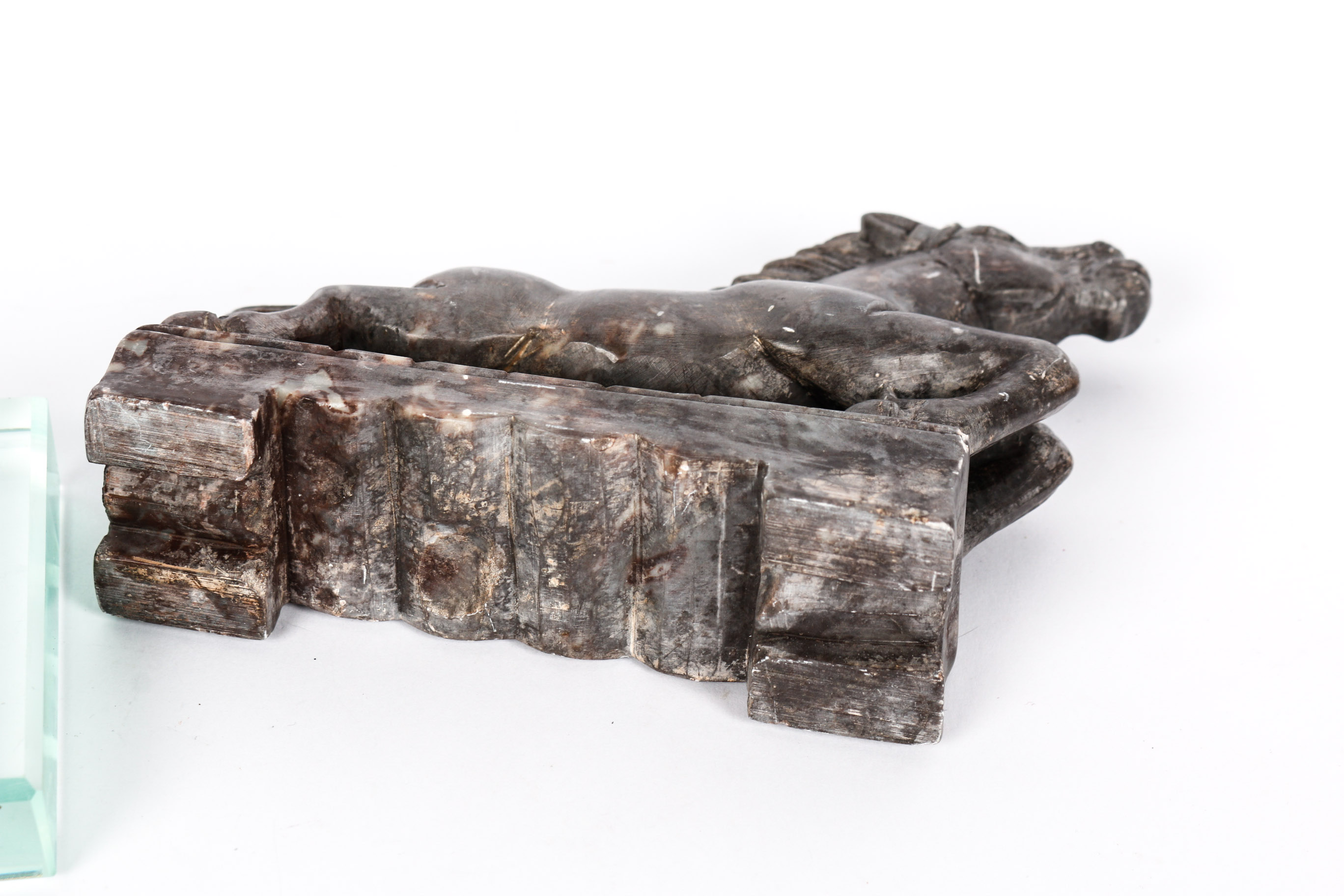 Chinese Horse Sculpture on Glass Block