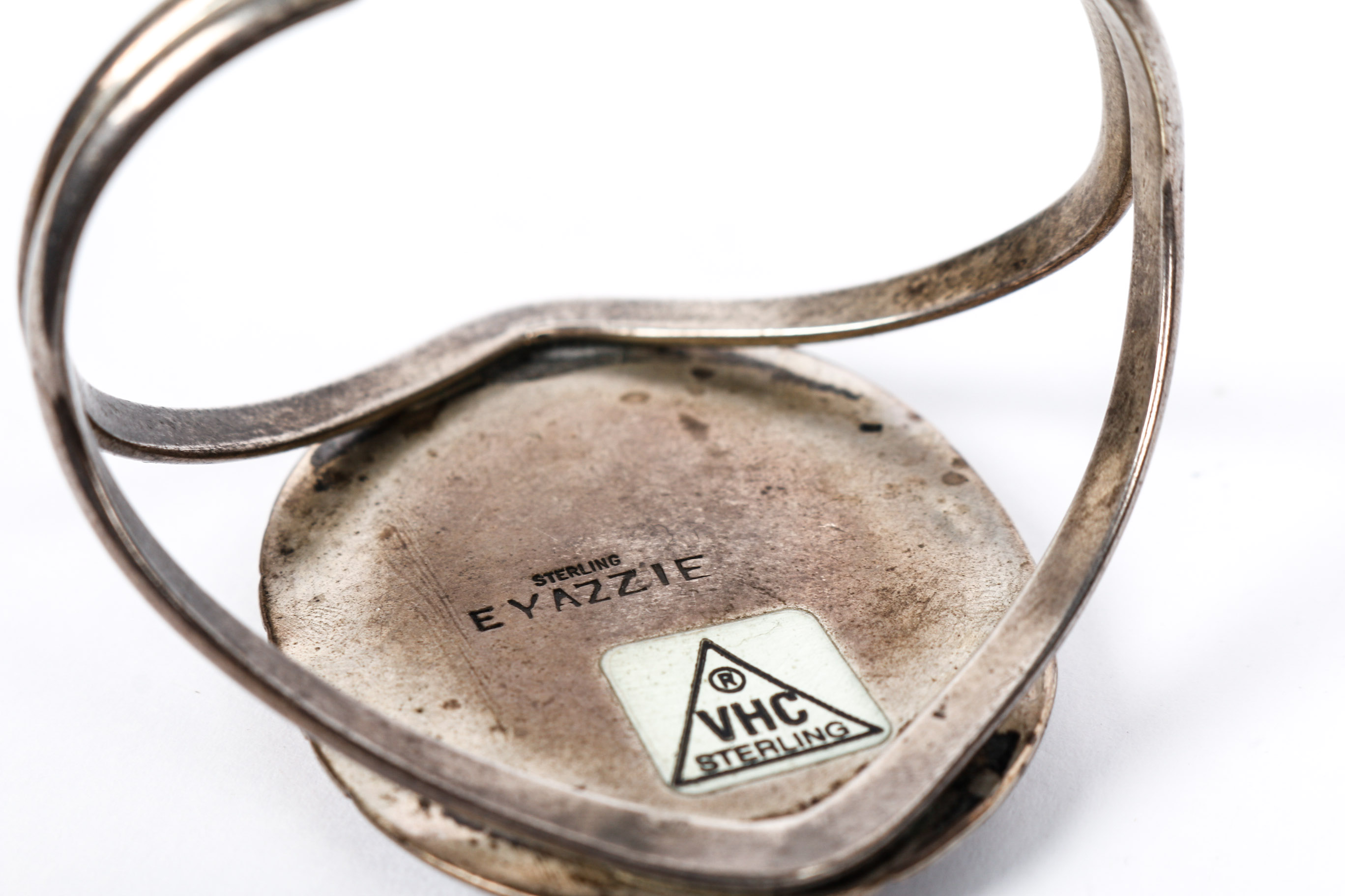 Signed E. Yazzie Sterling Silver and Black Onyx Ring, Bracelet and Large Pendant