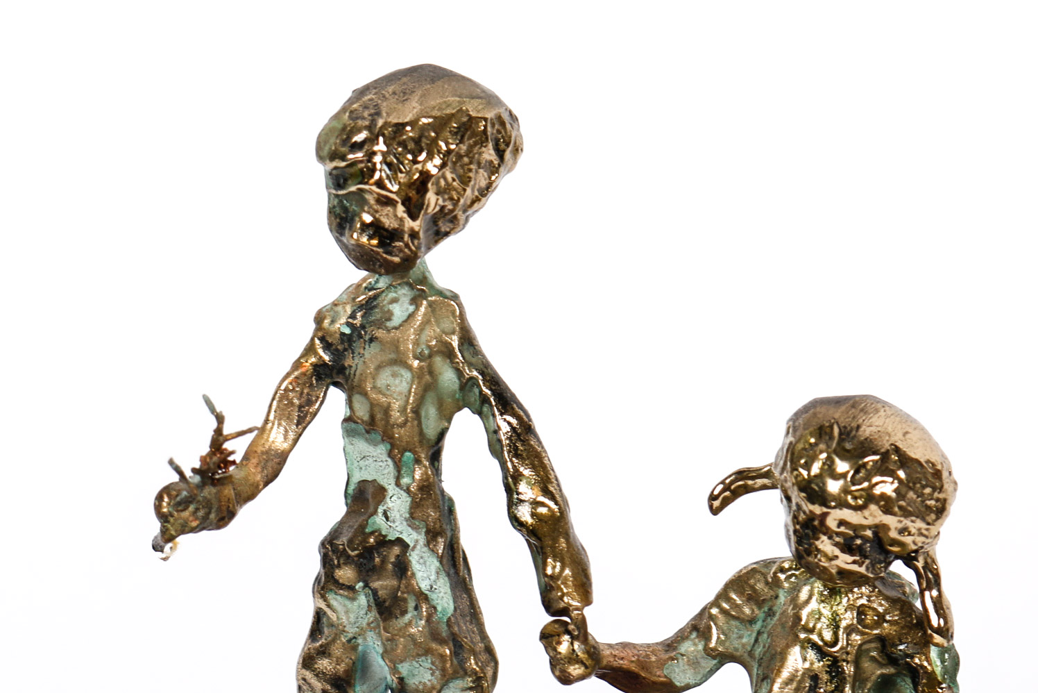 Signed Mid Century Amethyst, Ebony, and Bronze Sculpture