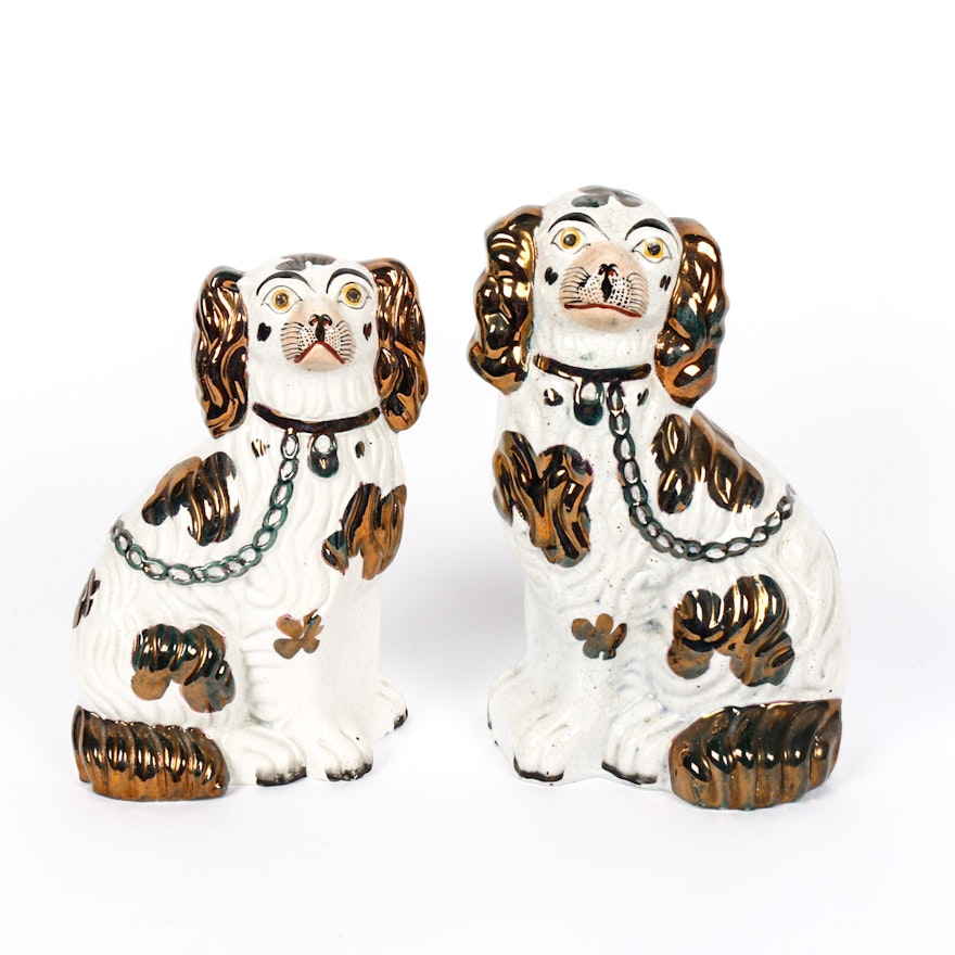 Pair of Reproduction Staffordshire-Style Dog Figurines