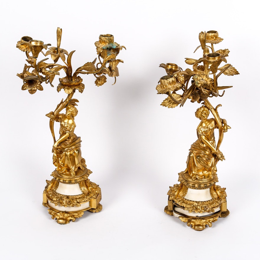 Pair of Gold Toned Candelbras
