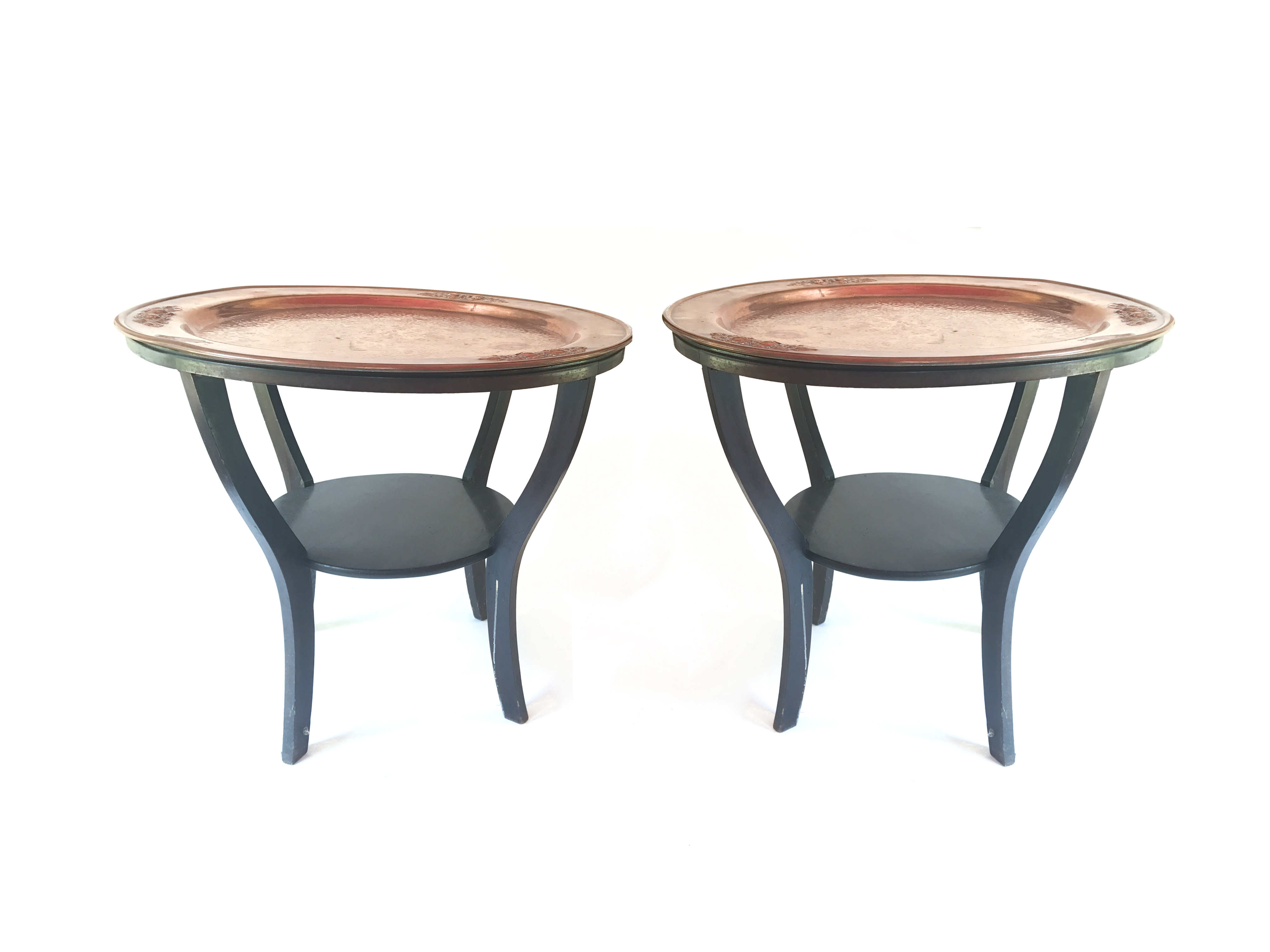 Two Copper Top Side Tables