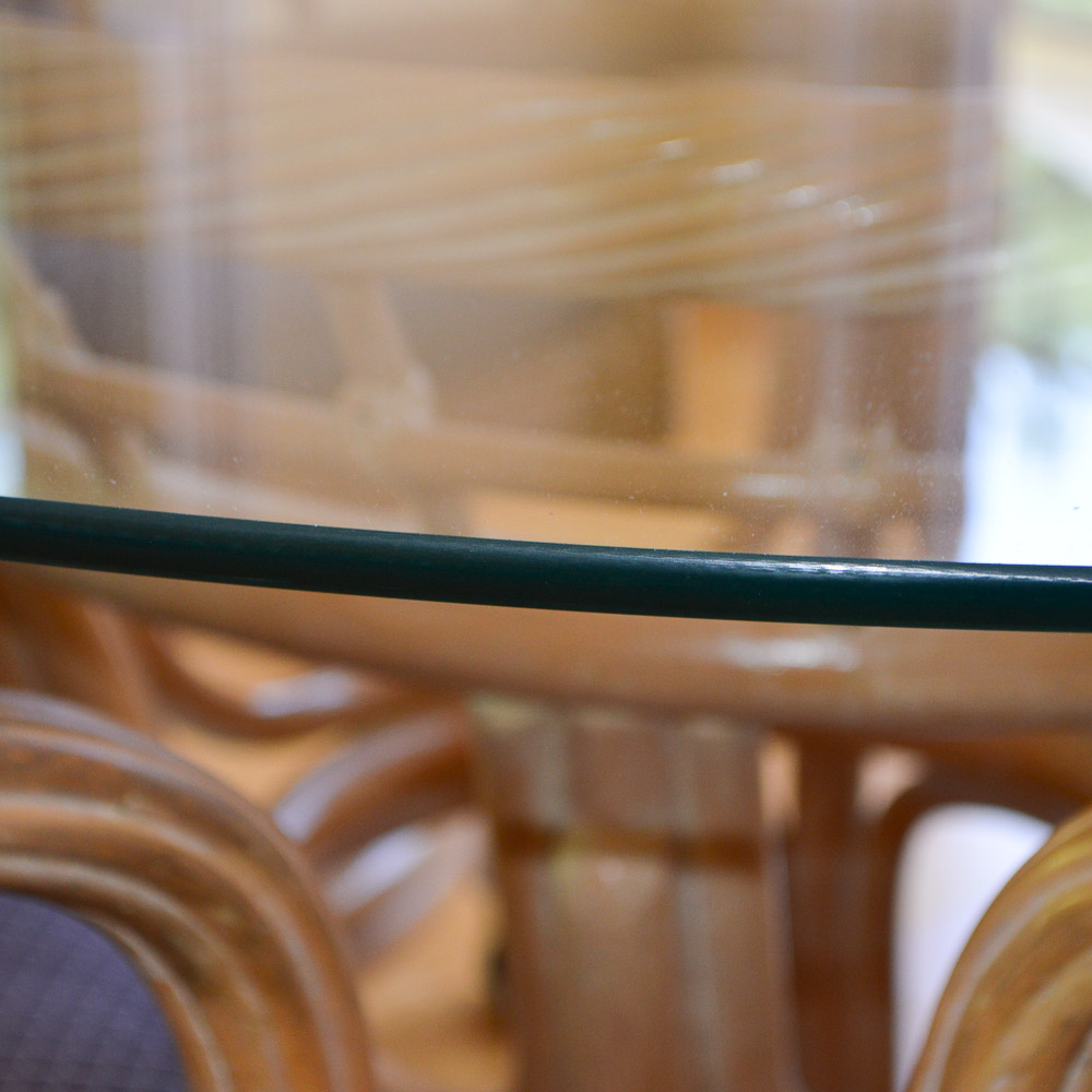 Glass Top Faux Bamboo Dining Table and Chairs by Lane