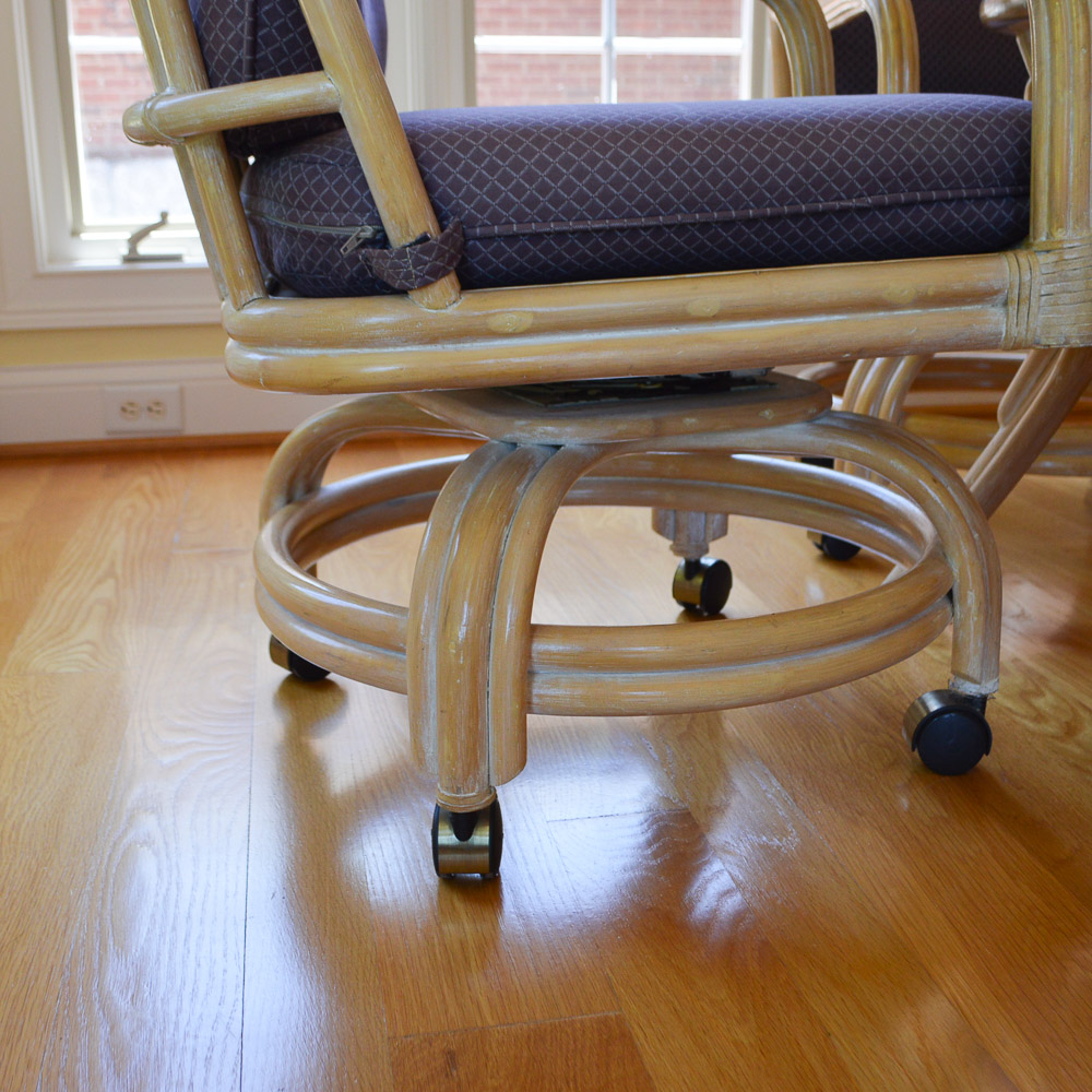 Glass Top Faux Bamboo Dining Table and Chairs by Lane