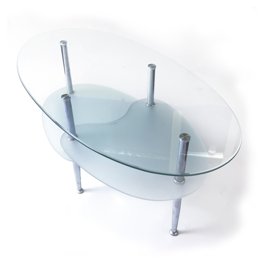 Walker-Edison Style Oval Wave Coffee Table