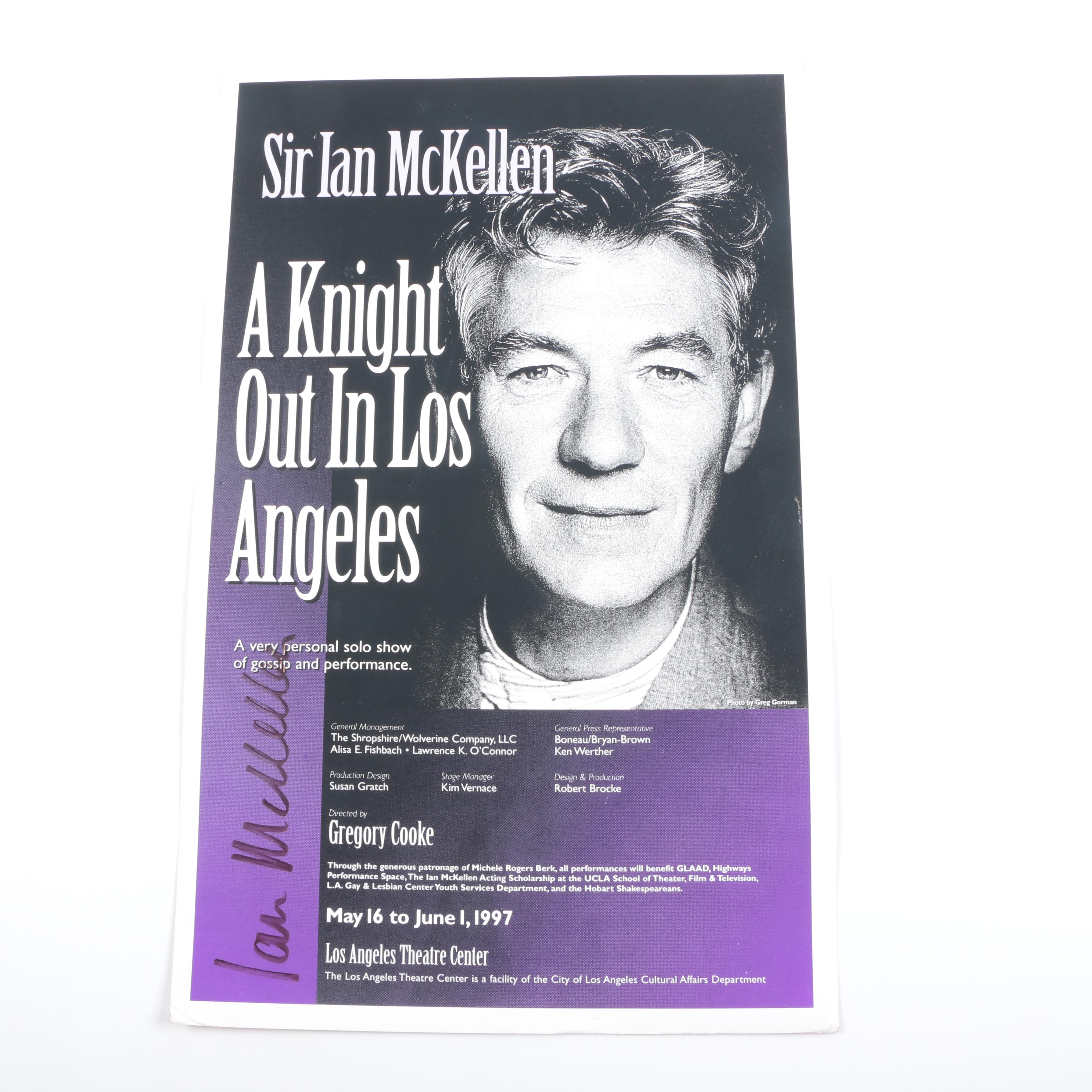 Signed Ian McKellen Offset Lithograph Poster "A Knight Out in Los