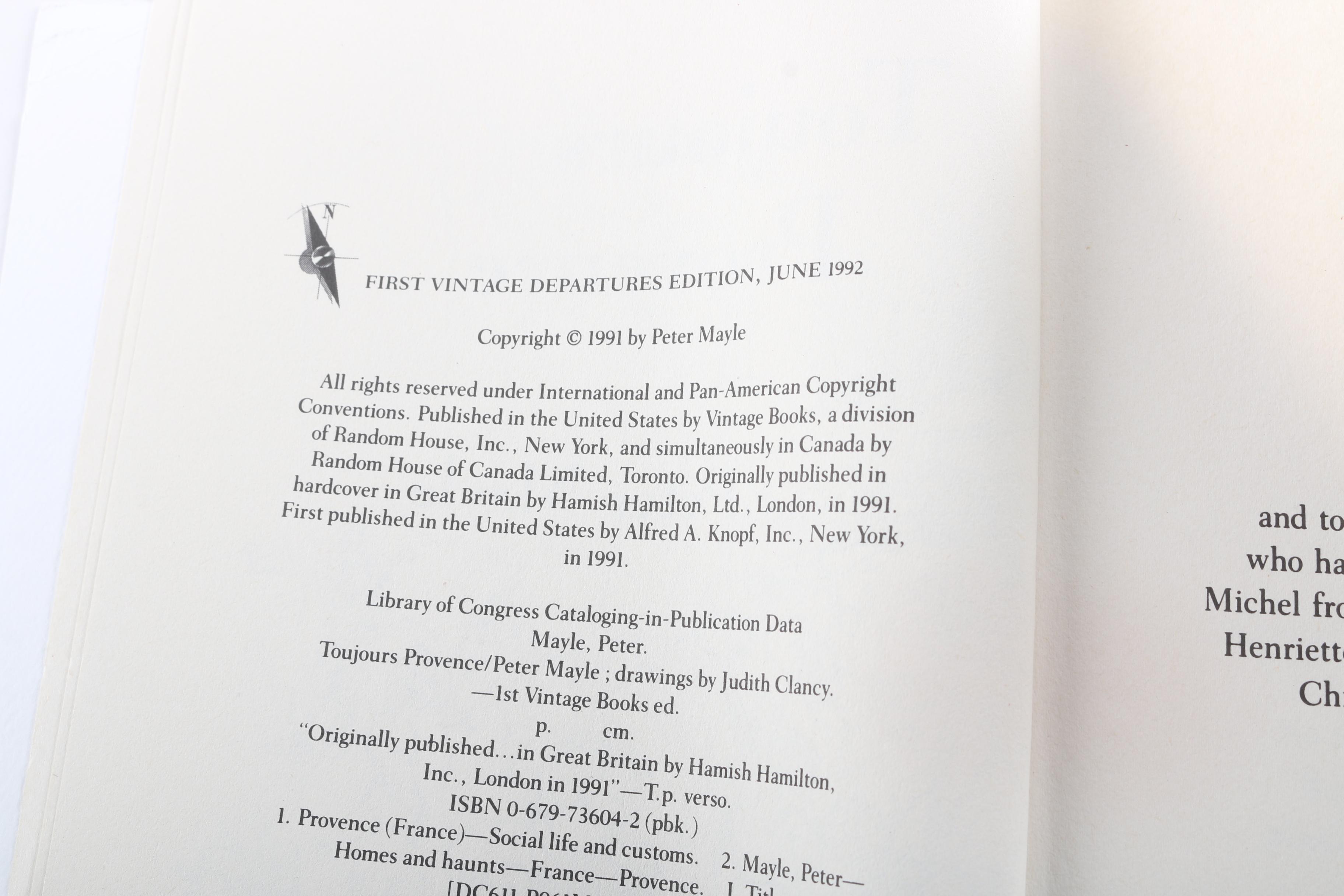 Peter Mayle Books Featuring Signed "Toujours Provence" and First Edition "Hotel Pastis"